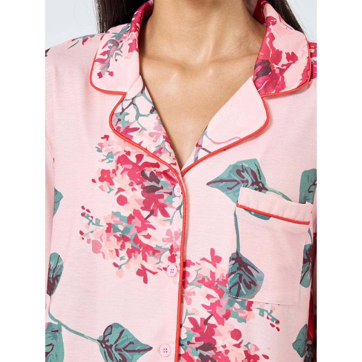 Styli Big Scale Floral Button Through Shirt and Pyjama Set-women-clothing-nightwear-pyjamas-longsets-image-3