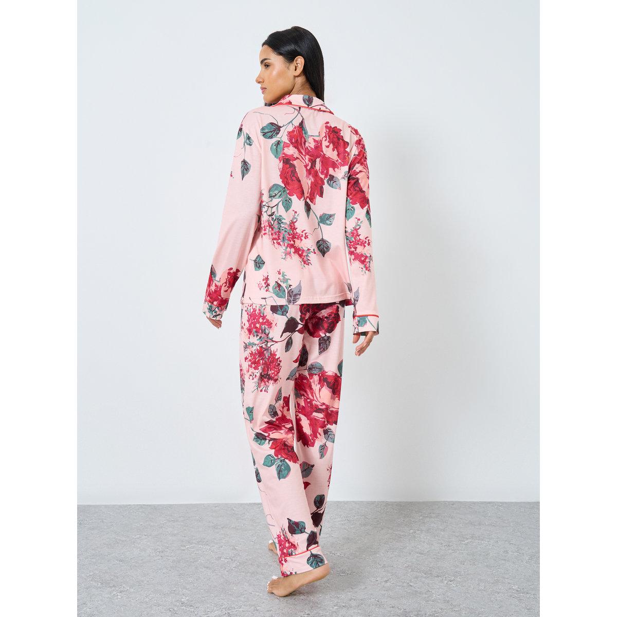 طقم منسق من بنطال بيجاما وبلوزة بتفاصيل أزرار-women-clothing-nightwear-pyjamas-longsets-image-6