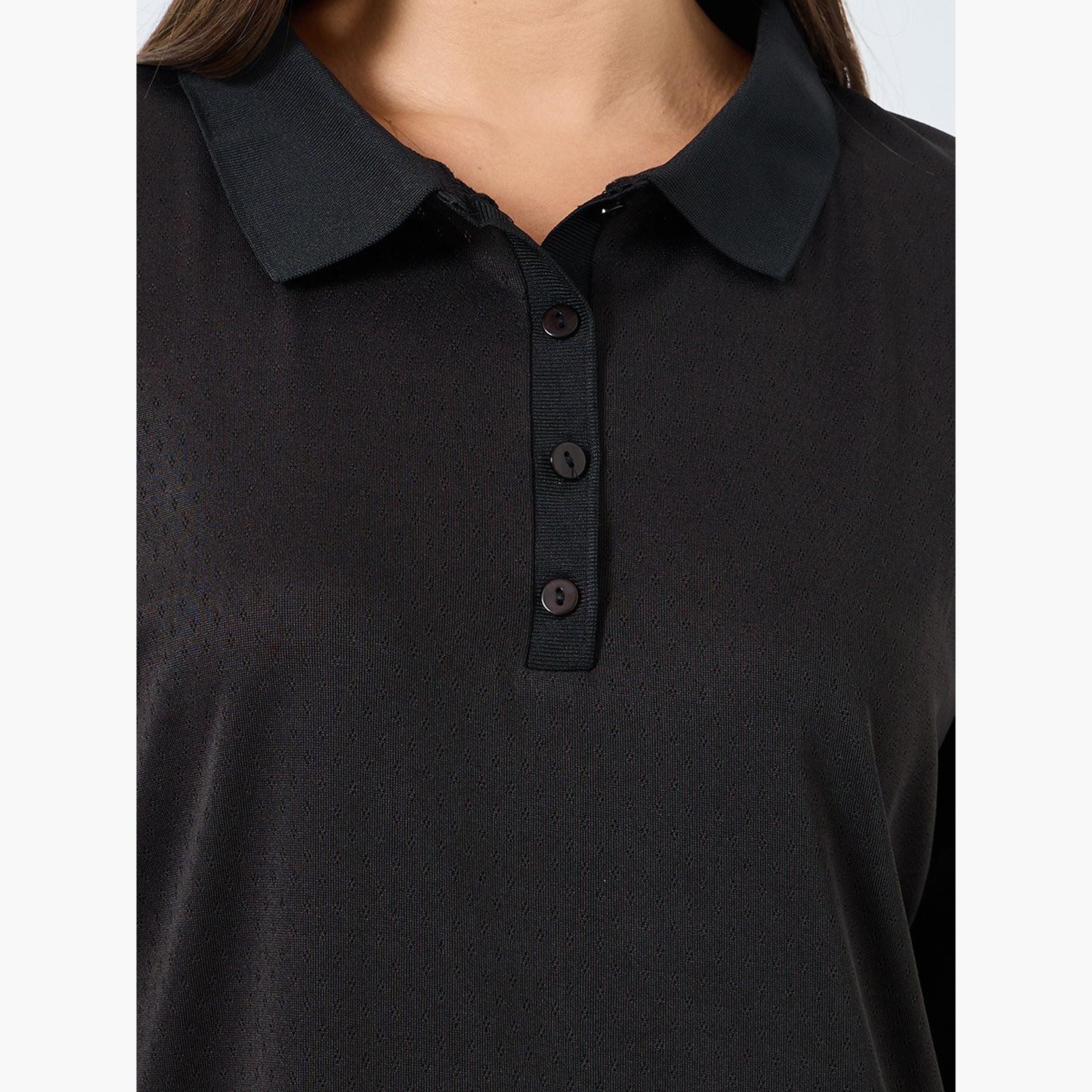 ستايلي - تي شيرت بولو محبوك لون أسود-women-clothing-tshirts-image-4