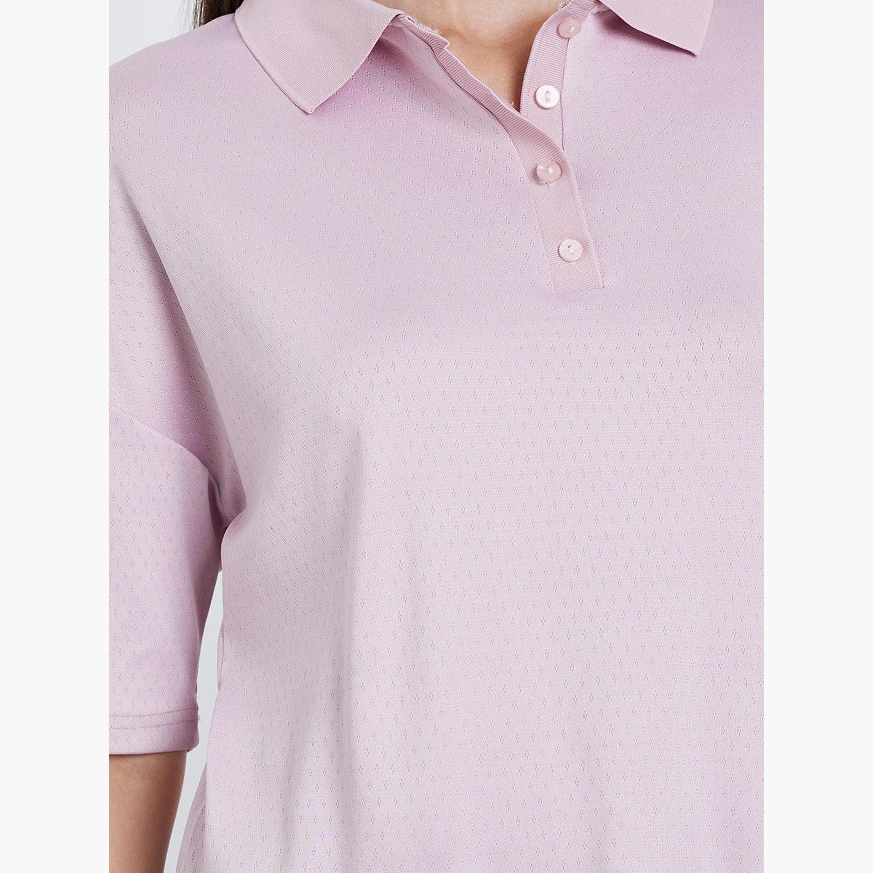 Styli Pink Knitted Polo T-Shirt-women-clothing-tshirts-image-3