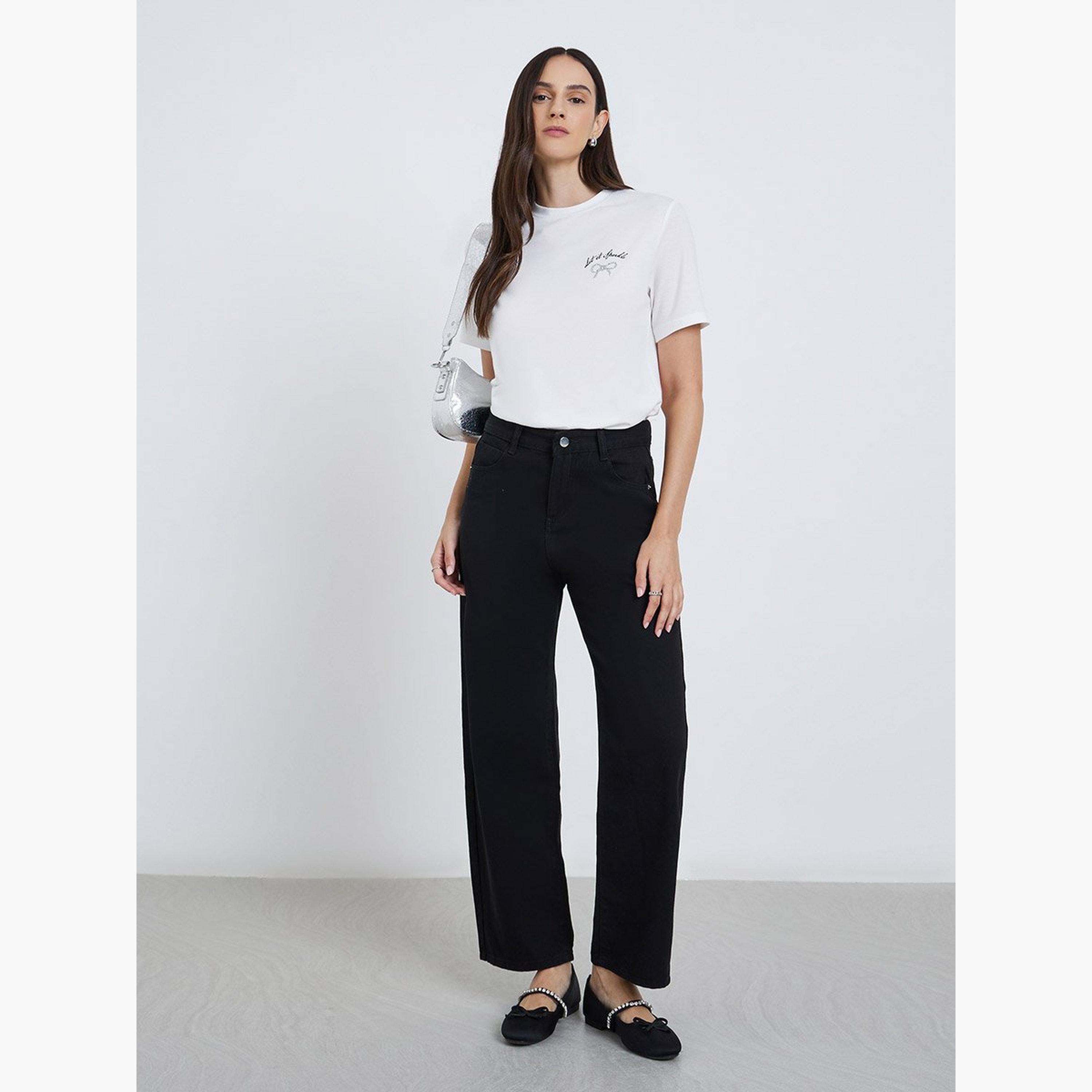 Styli Women White Embellished Knitted T-Shirt-women-clothing-tshirts-image-2
