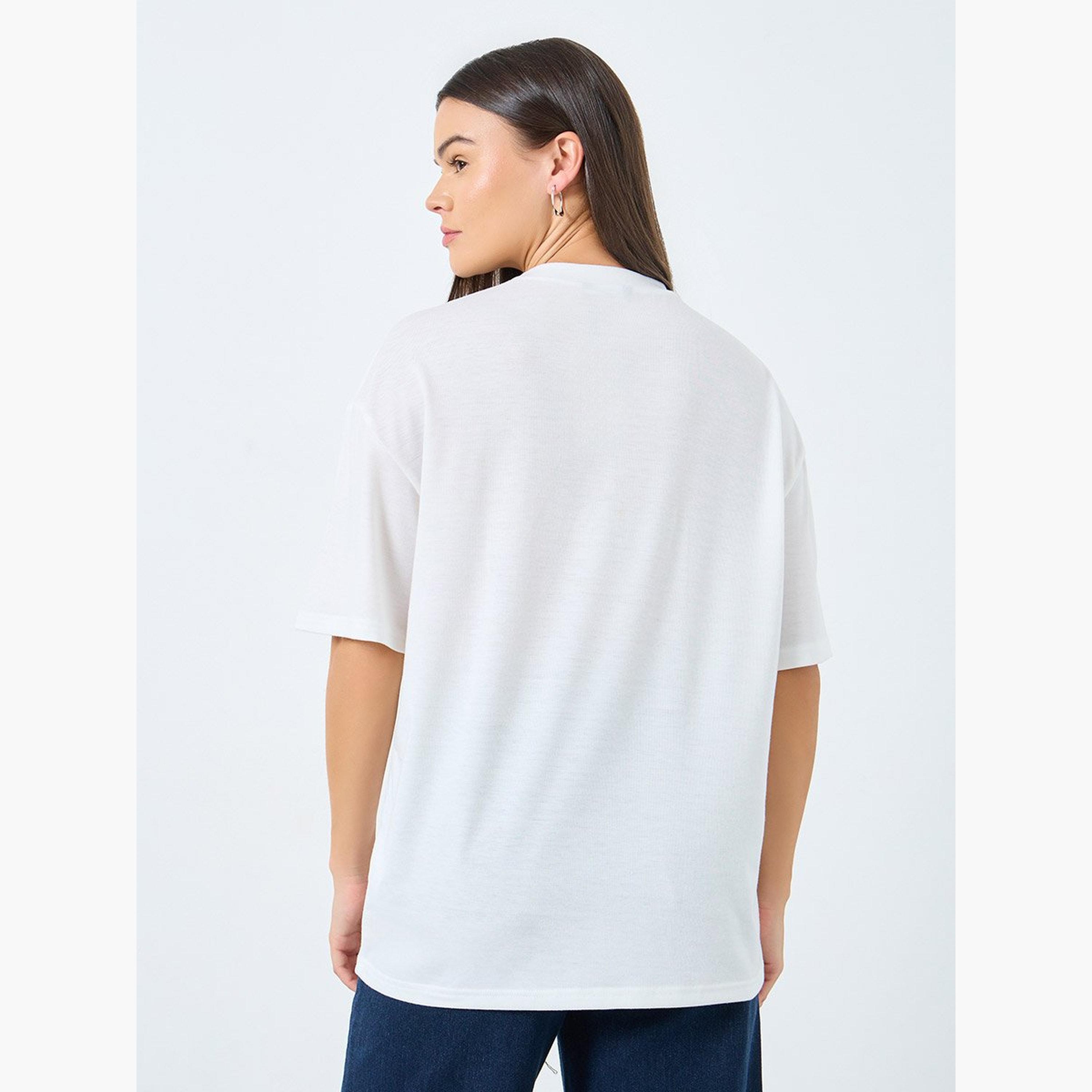 Styli White Studded Pocket Oversized T-Shirt-women-clothing-tshirts-image-4