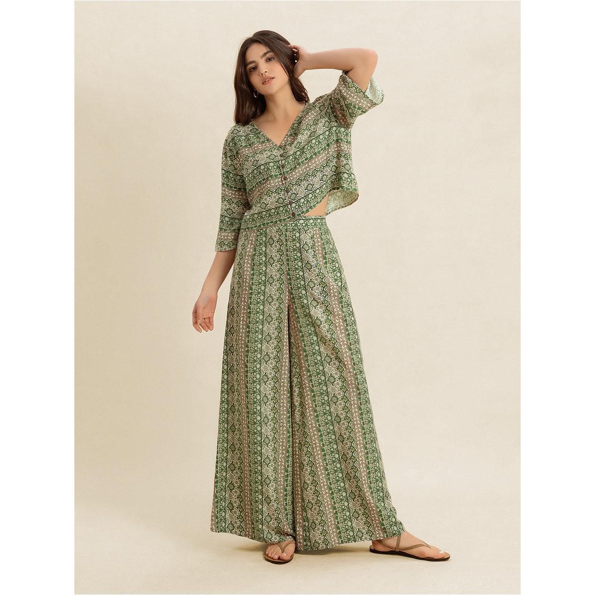 طقم منسق من بنطال وبلوزة بقصة بوكسي-women-clothing-coordsets-image-1