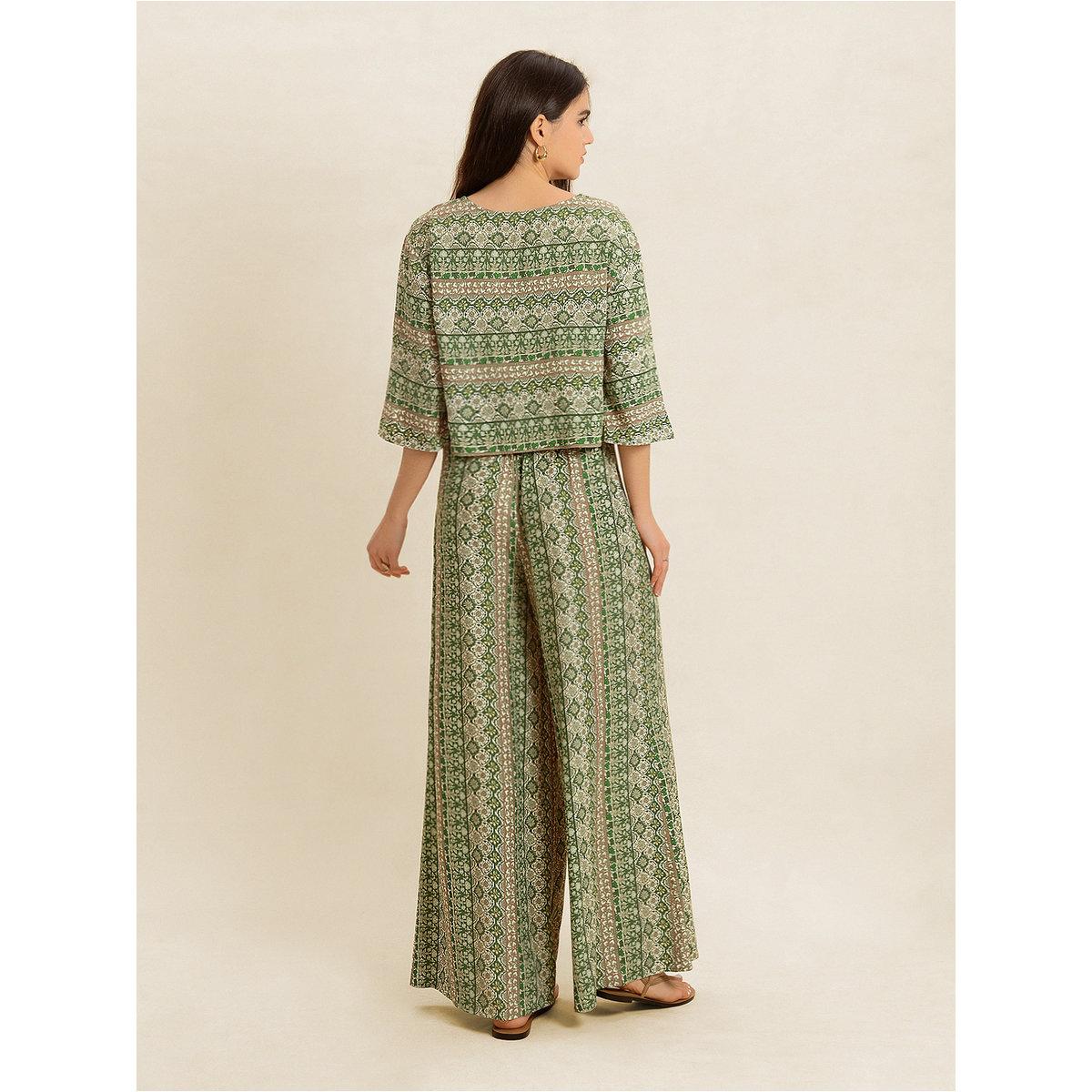 طقم منسق من بنطال وبلوزة بقصة بوكسي-women-clothing-coordsets-image-2