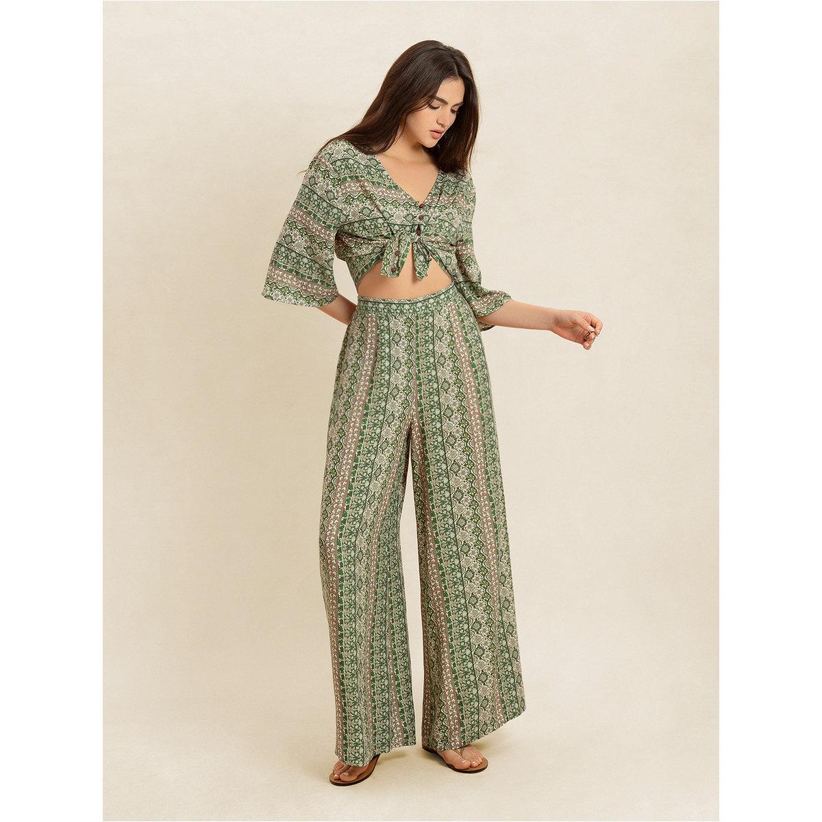 طقم منسق من بنطال وبلوزة بقصة بوكسي-women-clothing-coordsets-image-5