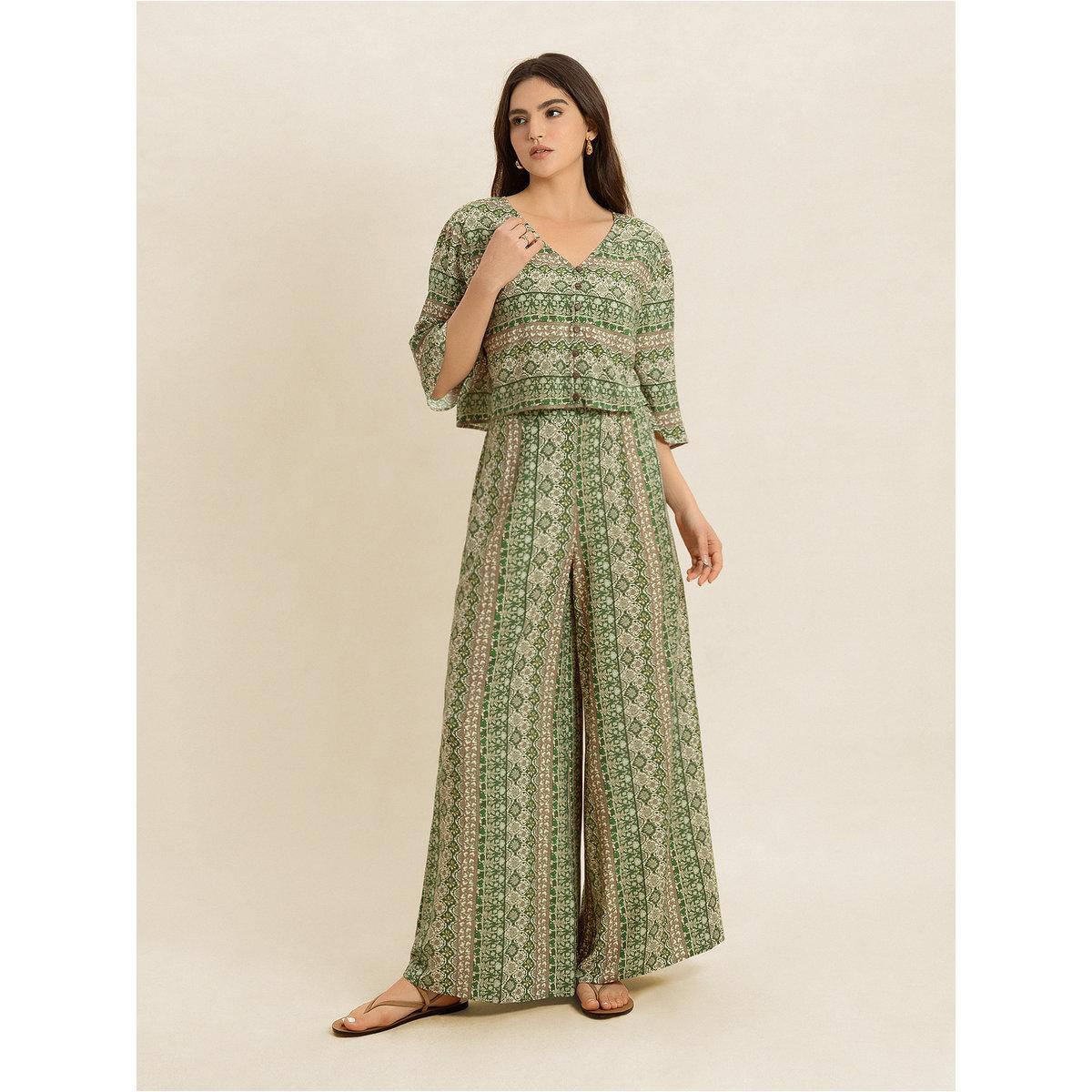طقم منسق من بنطال وبلوزة بقصة بوكسي-women-clothing-coordsets-image-6