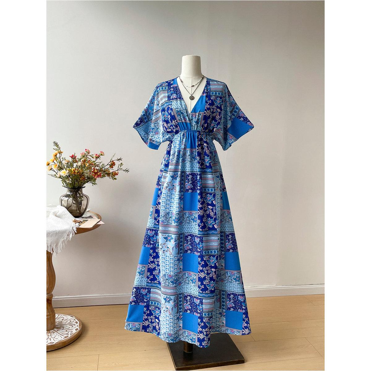 Styli Blue Scarf Print Maxi Dress-women-clothing-dresses-image-1