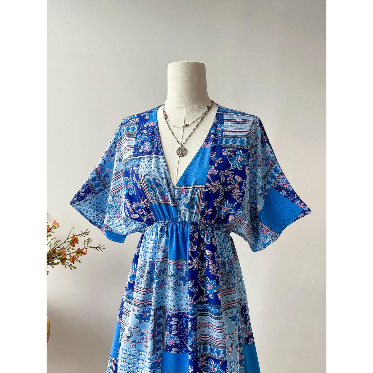 Styli Blue Scarf Print Maxi Dress-women-clothing-dresses-image-3