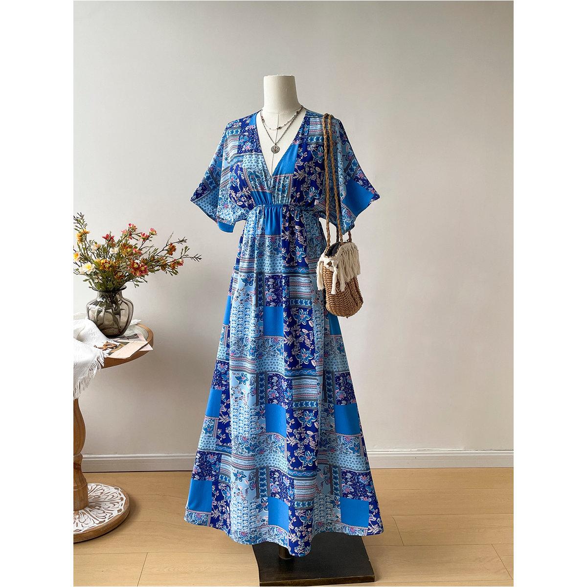 Styli Blue Scarf Print Maxi Dress-women-clothing-dresses-image-5