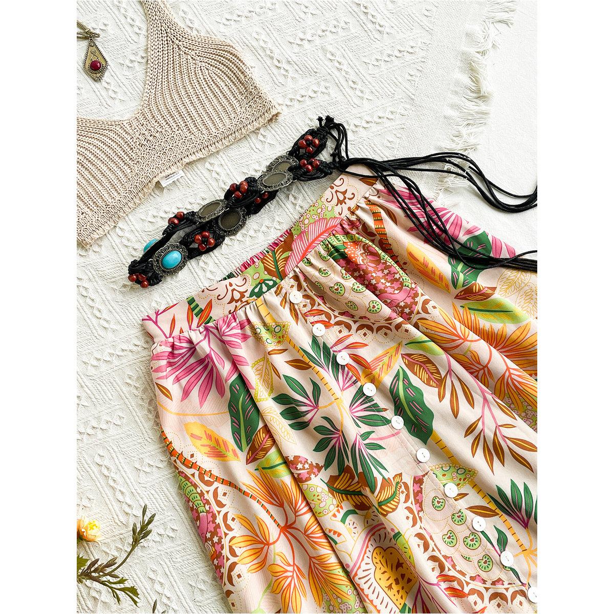 Styli All-Over Floral Print Buttoned Maxi Skirt-women-clothing-bottoms-skirts-image-2