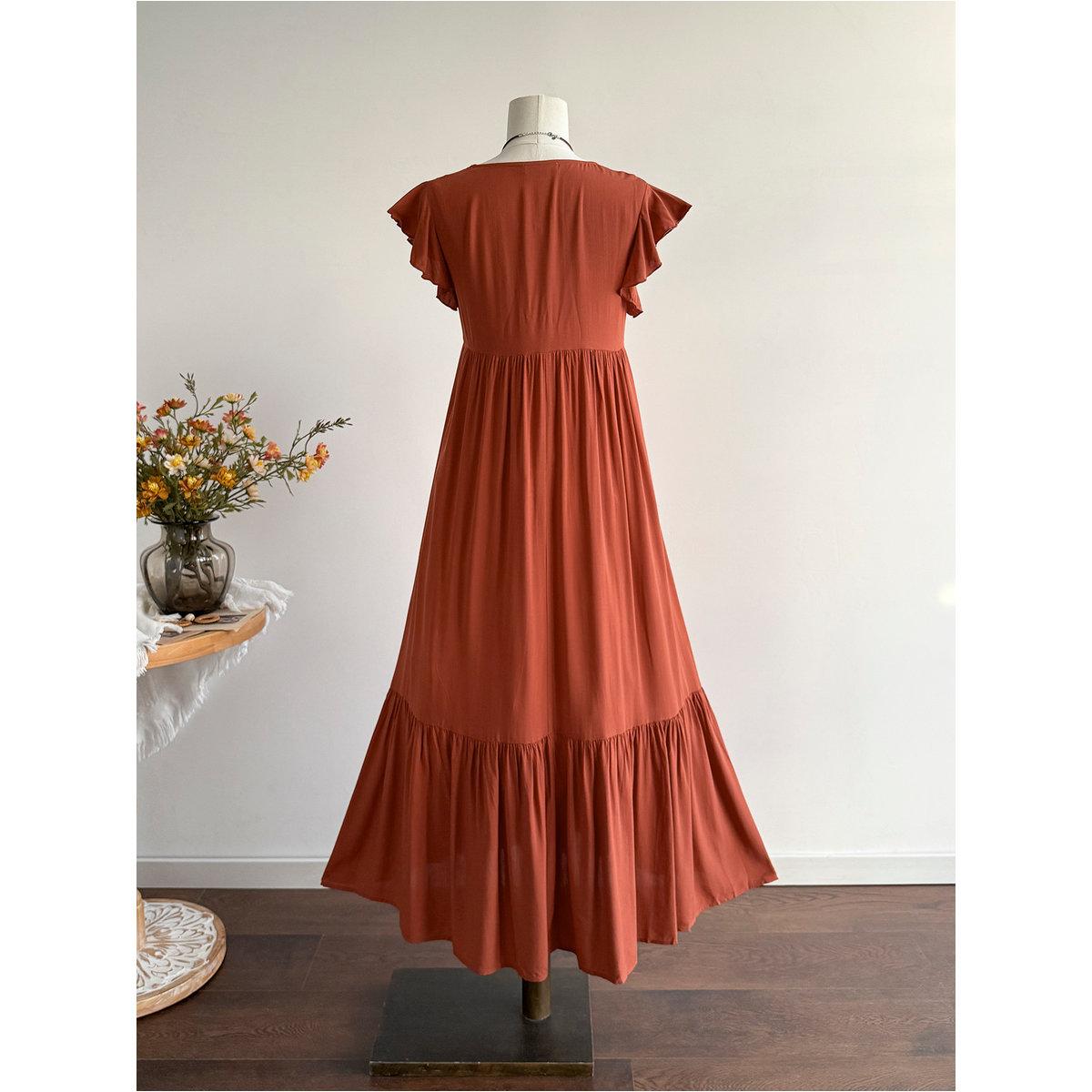 فستان طويل بأكمام كشكش-women-clothing-dresses-image-2