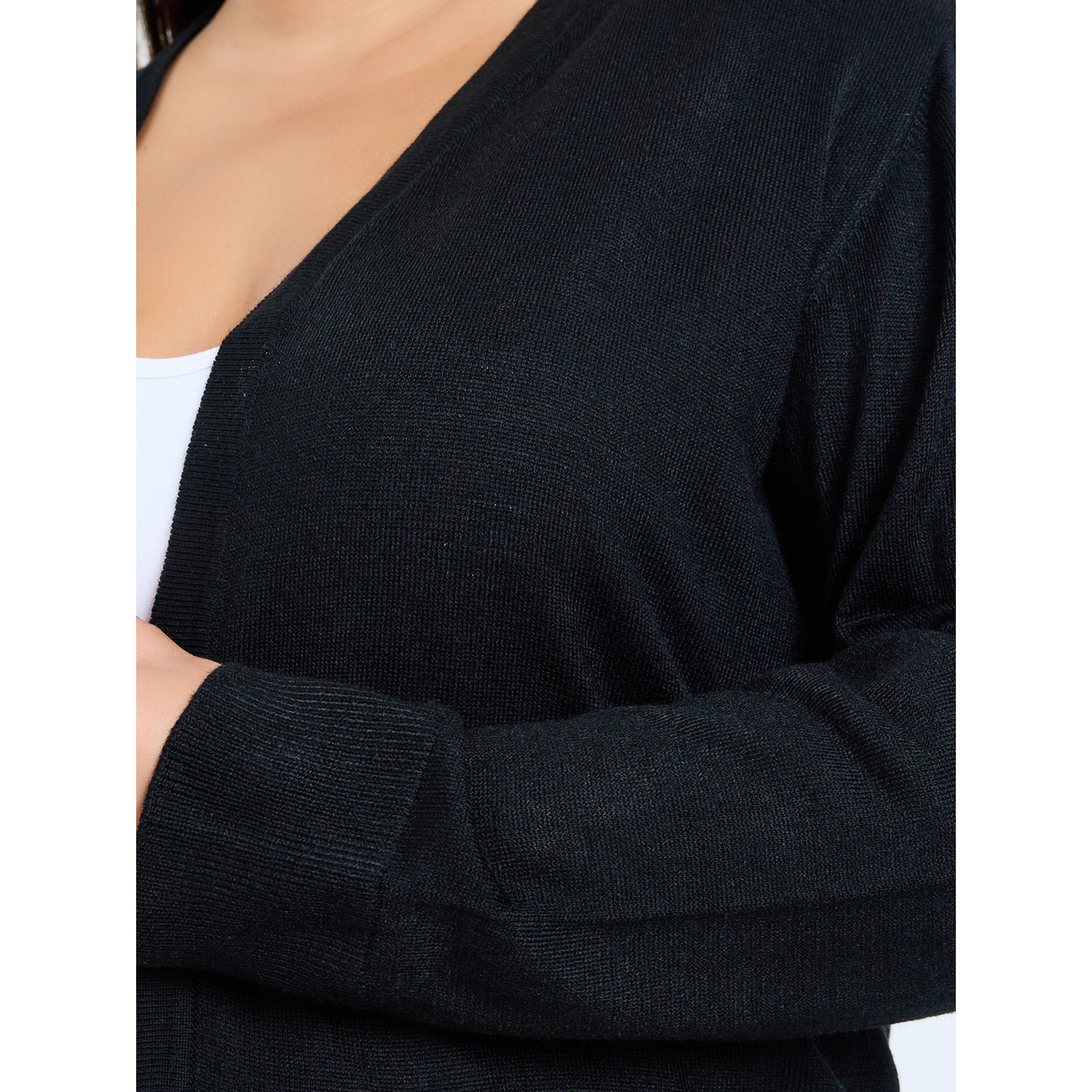 Styli Plus Size Black Longline Cardigan-women-winterwear-cardigansandjumpers-cardigans-image-3