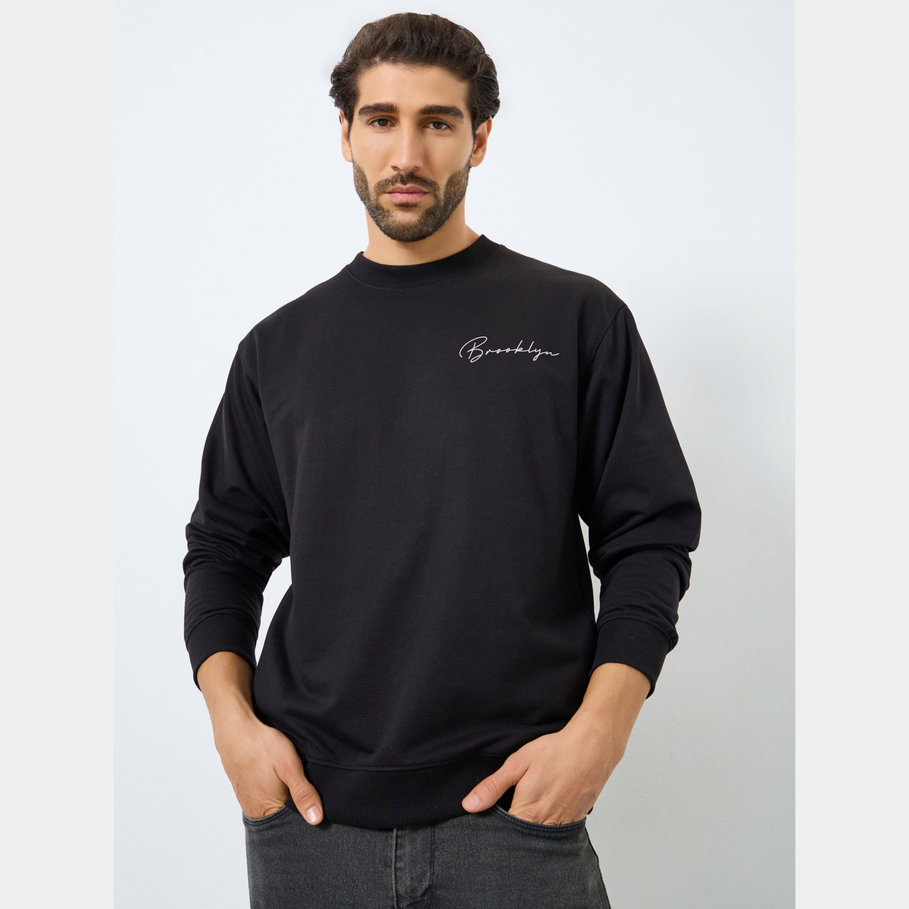 ستايلي - سويت شيرت رجالي صوف بأكمام طويلة ورقبة دائرية طباعة Eco Earth-men-winterwear-hoodiesandsweatshirts-image-1