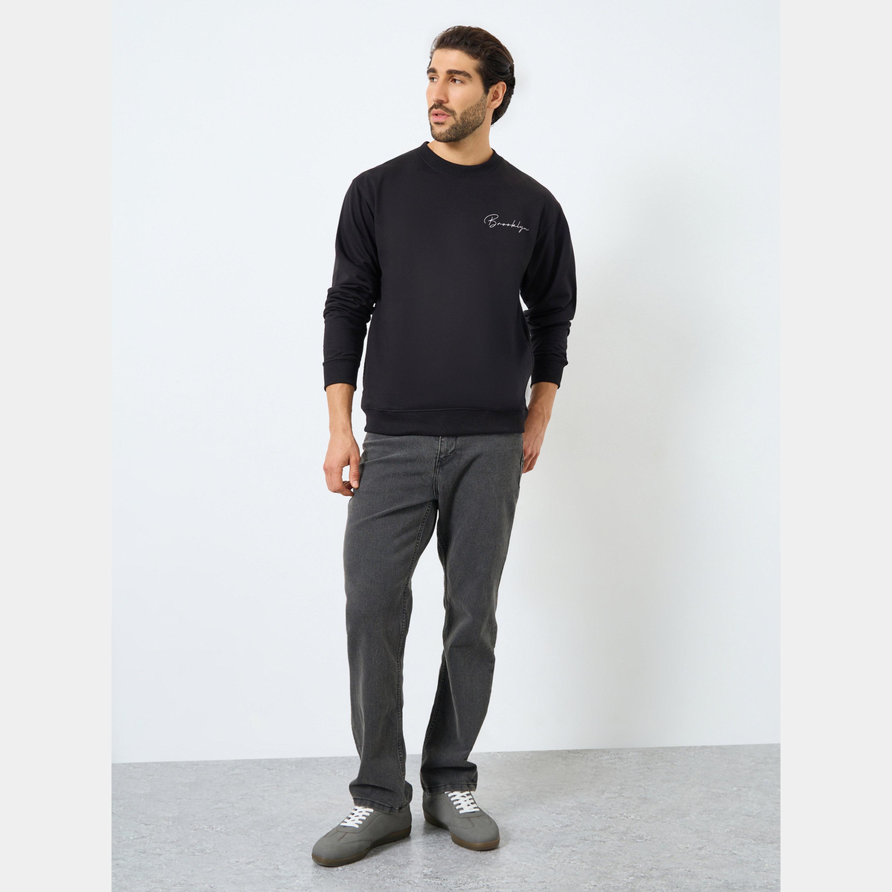 ستايلي - سويت شيرت رجالي صوف بأكمام طويلة ورقبة دائرية طباعة Eco Earth-men-winterwear-hoodiesandsweatshirts-image-2