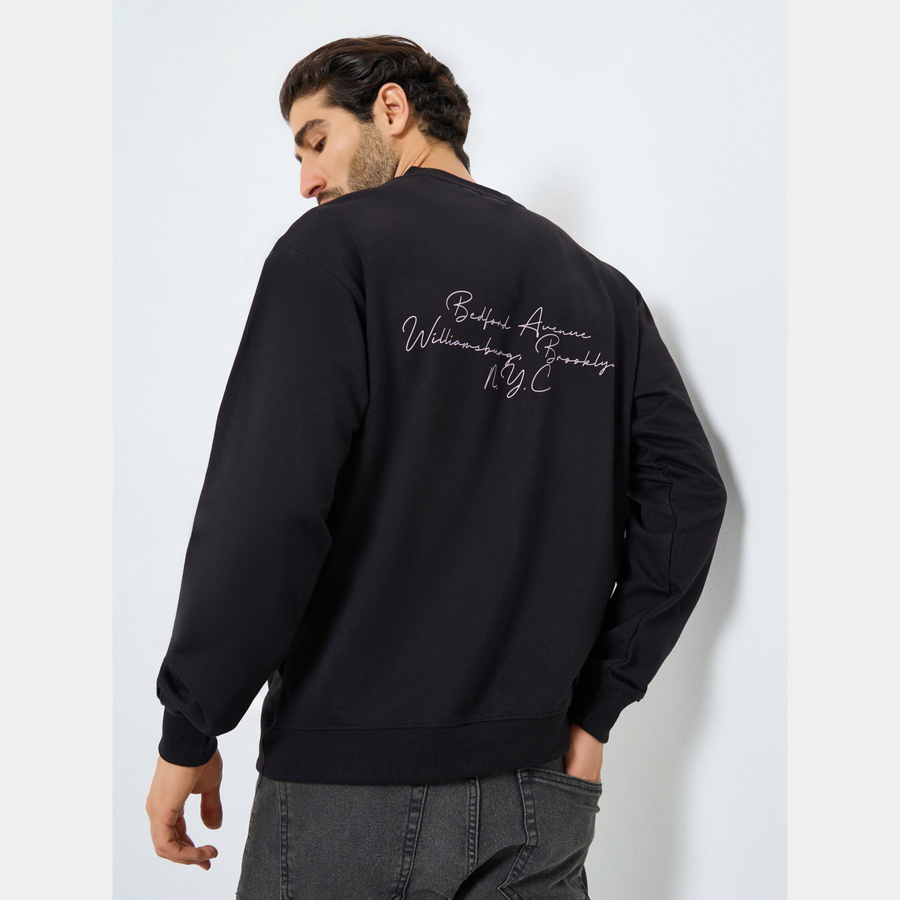 ستايلي - سويت شيرت رجالي صوف بأكمام طويلة ورقبة دائرية طباعة Eco Earth-men-winterwear-hoodiesandsweatshirts-image-3