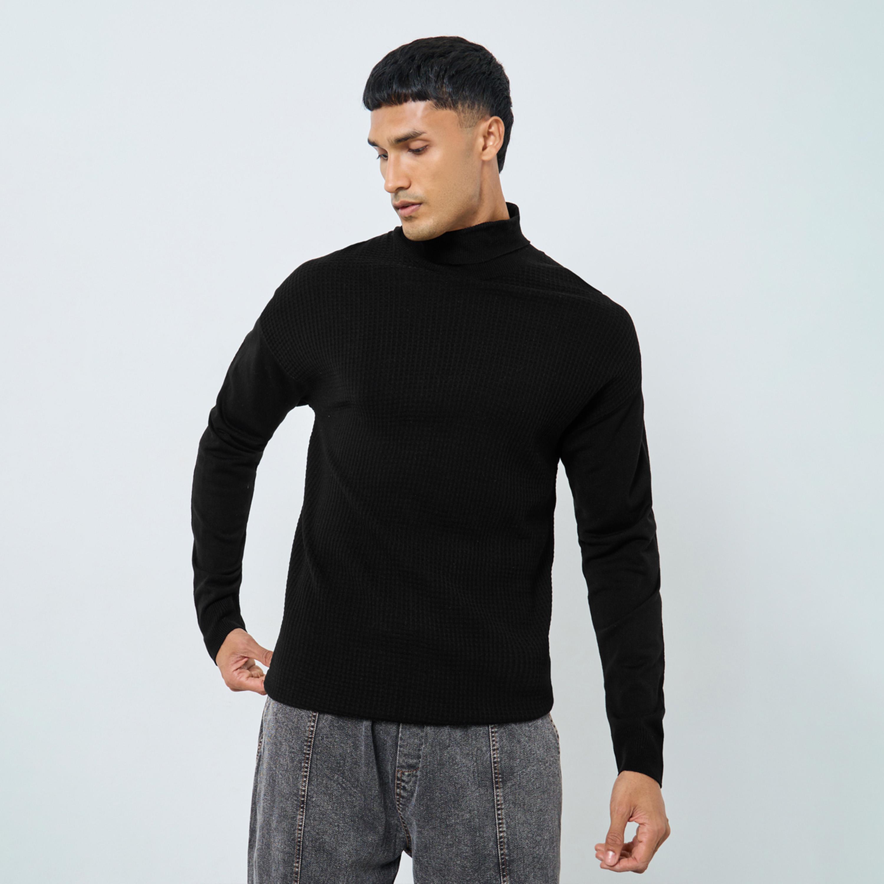 Styli Men Black Turtleneck Sweater-men-clothing-sweatersandpullovers-image-1