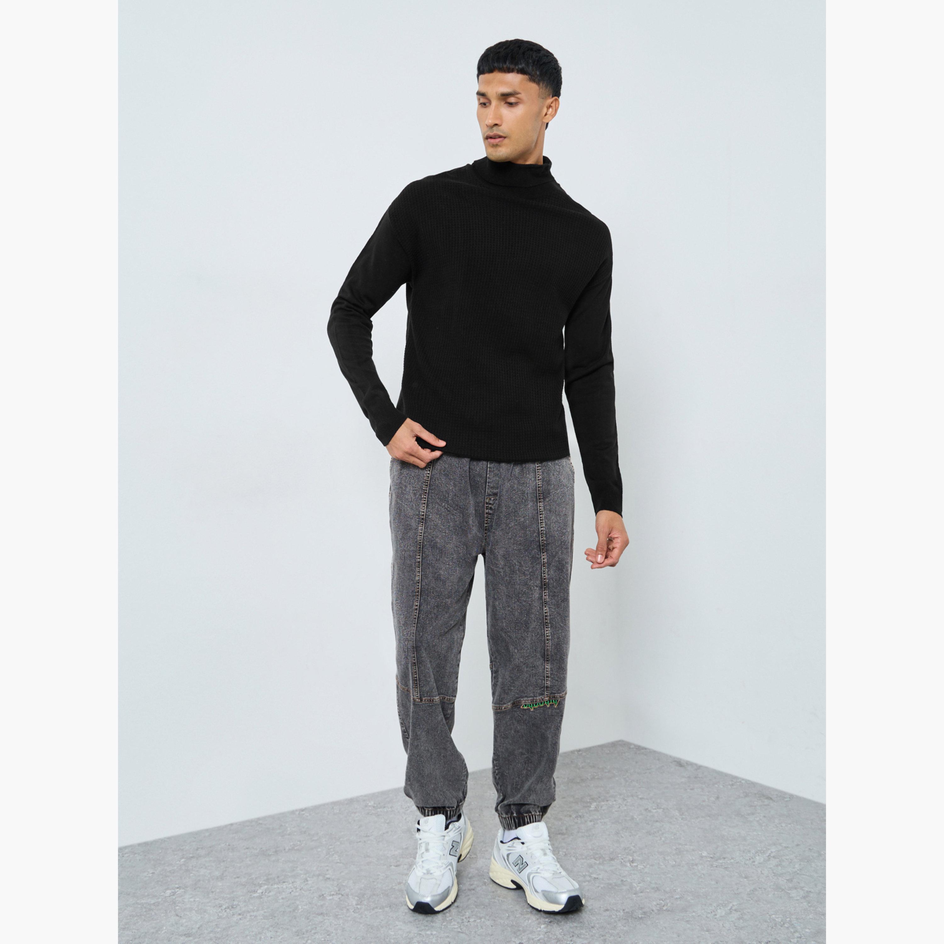 ستايلي - سترة رجالية سوداء ذات رقبة مدورة-men-clothing-sweatersandpullovers-image-2