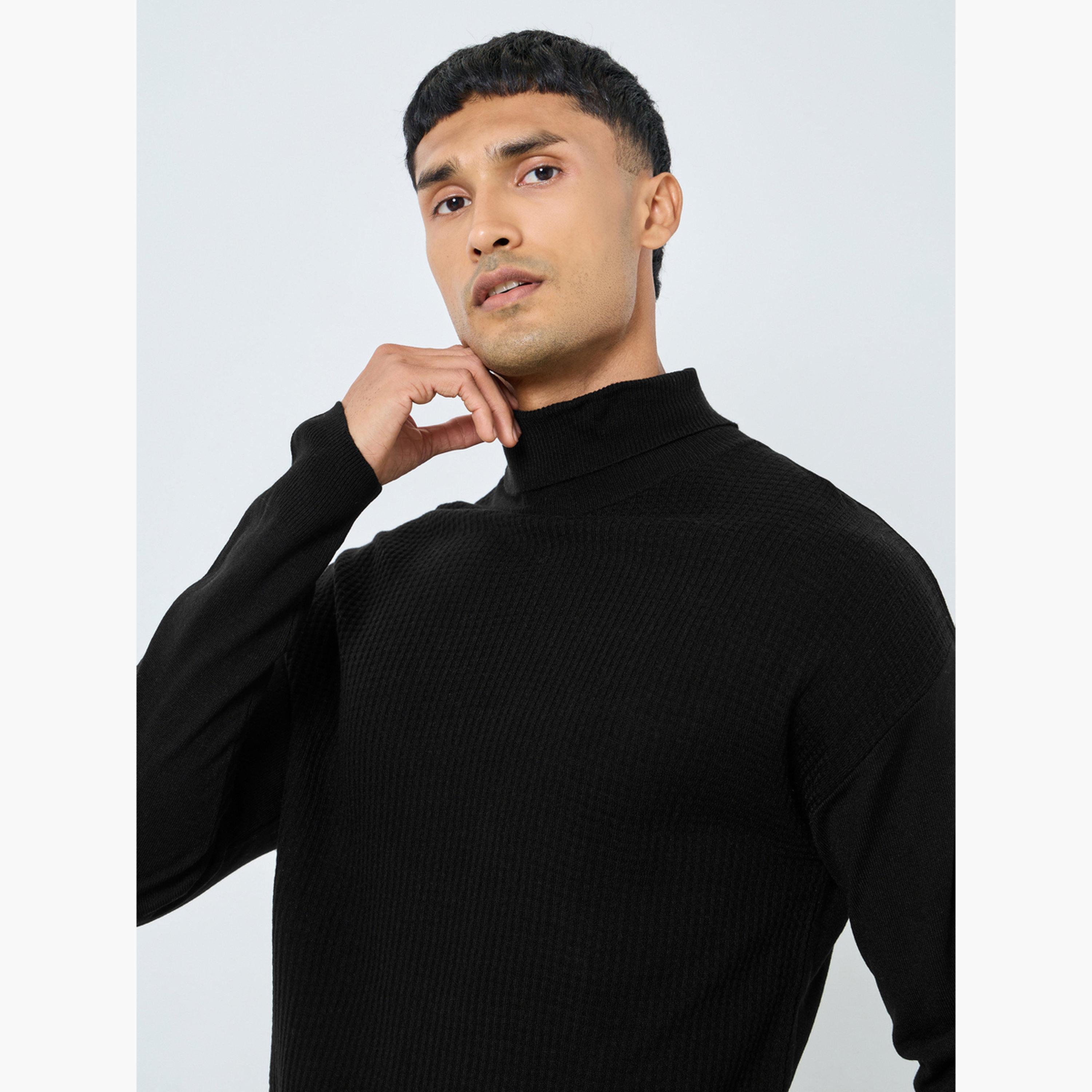 ستايلي - سترة رجالية سوداء ذات رقبة مدورة-men-clothing-sweatersandpullovers-image-3