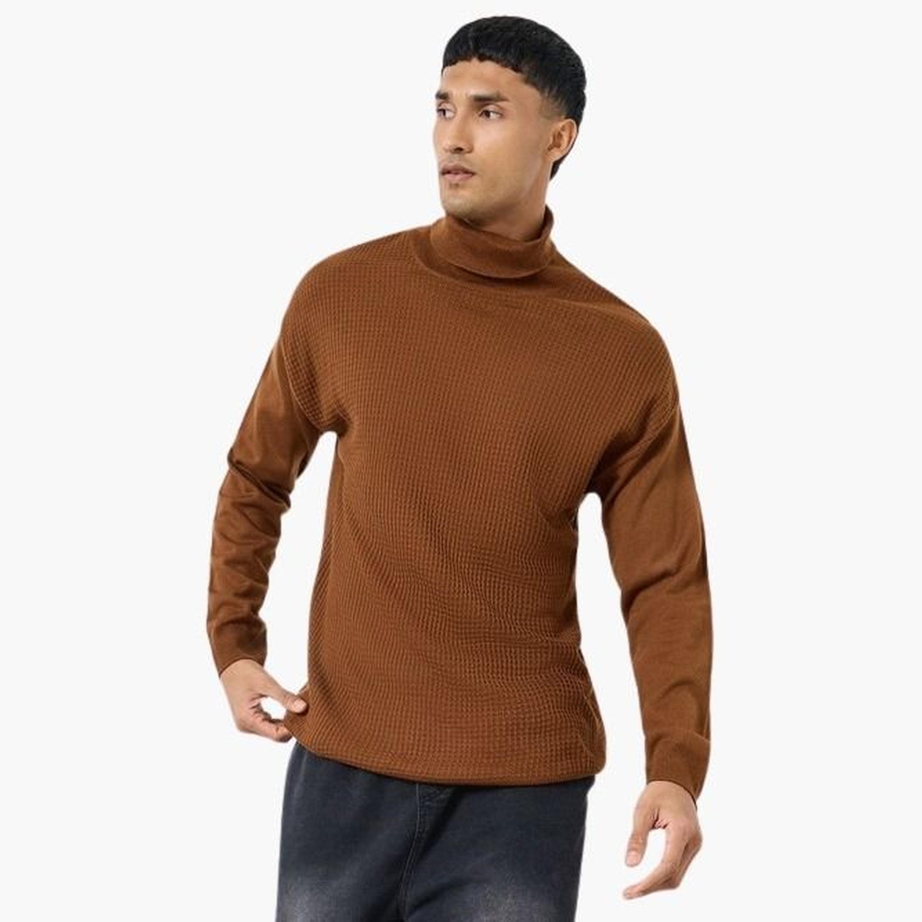 ستايلي - سترة بنية اللون ذات رقبة مدورة للرجال -men-clothing-sweatersandpullovers-image-1