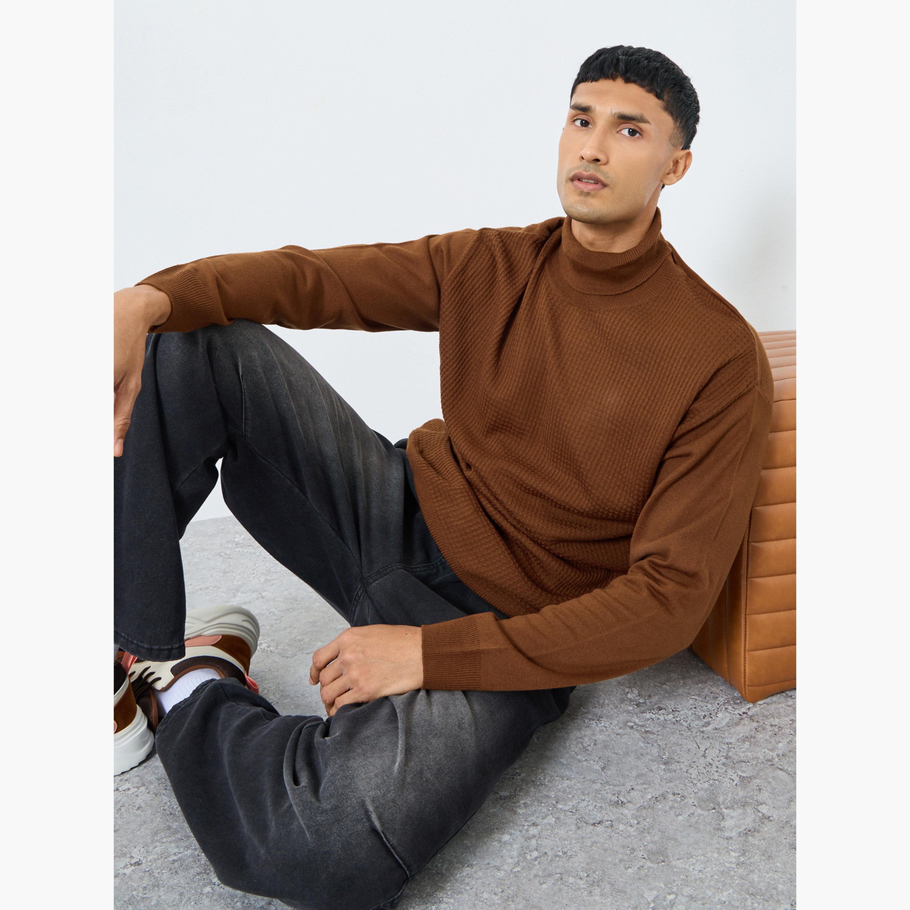 ستايلي - سترة بنية اللون ذات رقبة مدورة للرجال -men-clothing-sweatersandpullovers-image-3