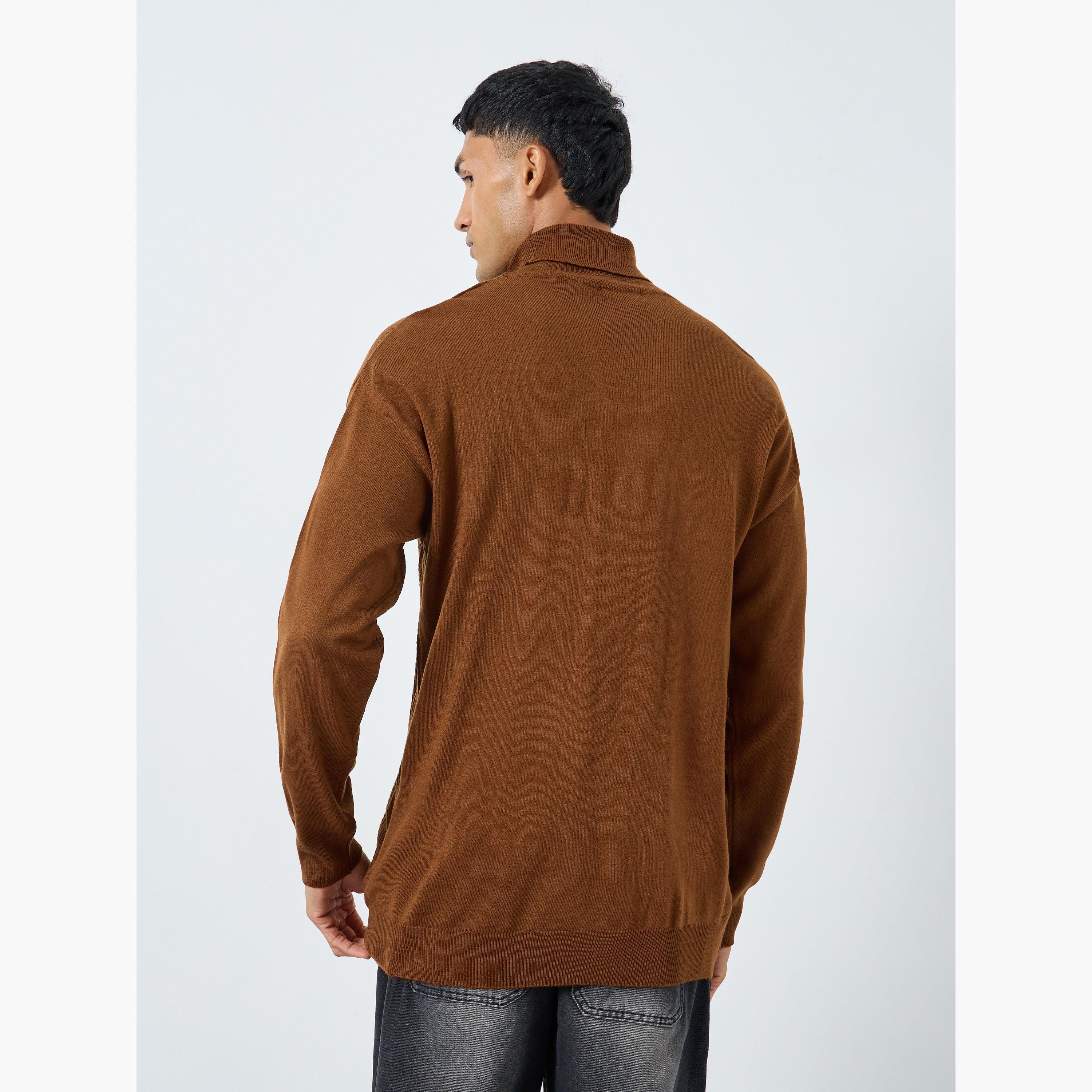 ستايلي - سترة بنية اللون ذات رقبة مدورة للرجال -men-clothing-sweatersandpullovers-image-4