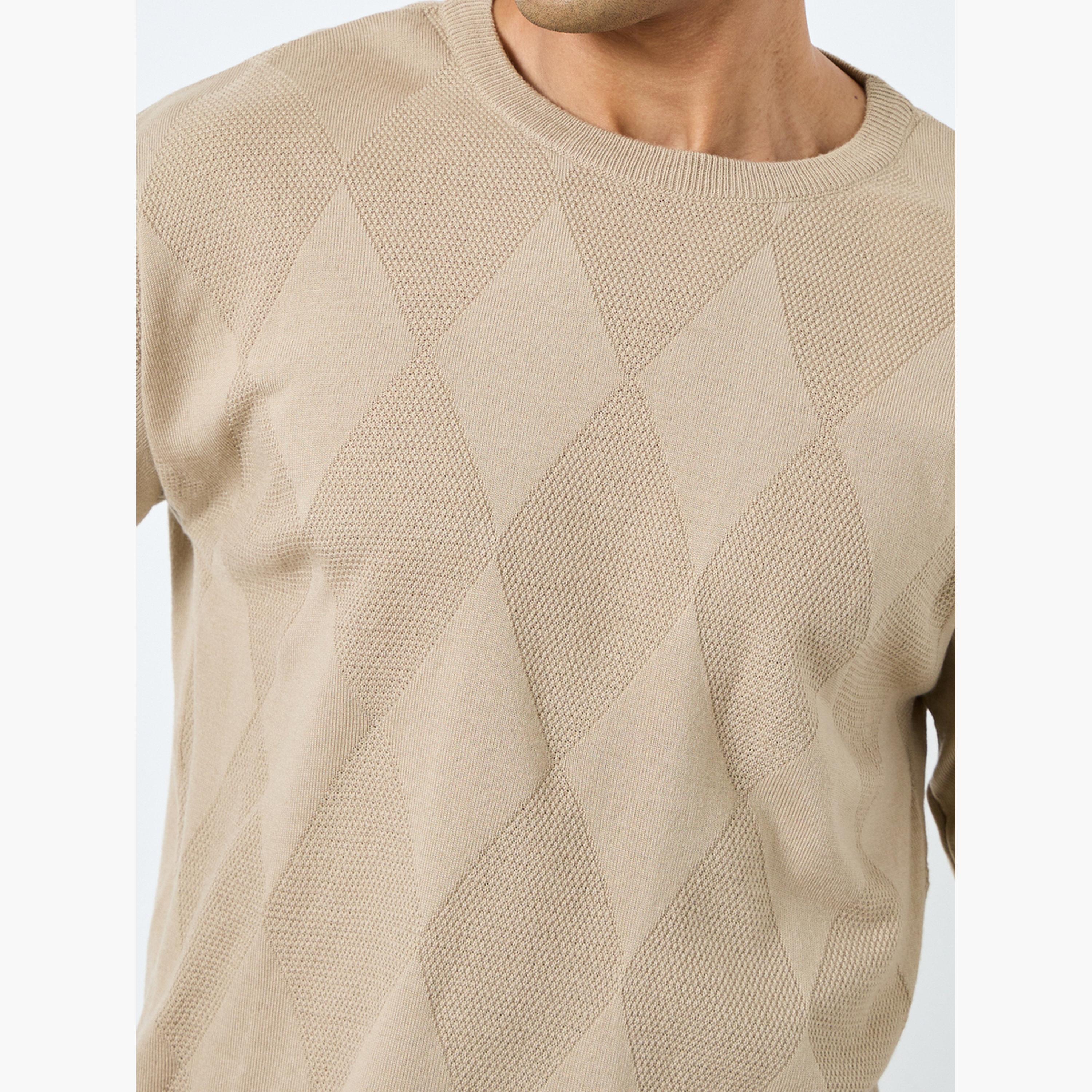 ستايلي - سترة بنقشة ماسية باللون البيج للرجال -men-clothing-sweatersandpullovers-image-3