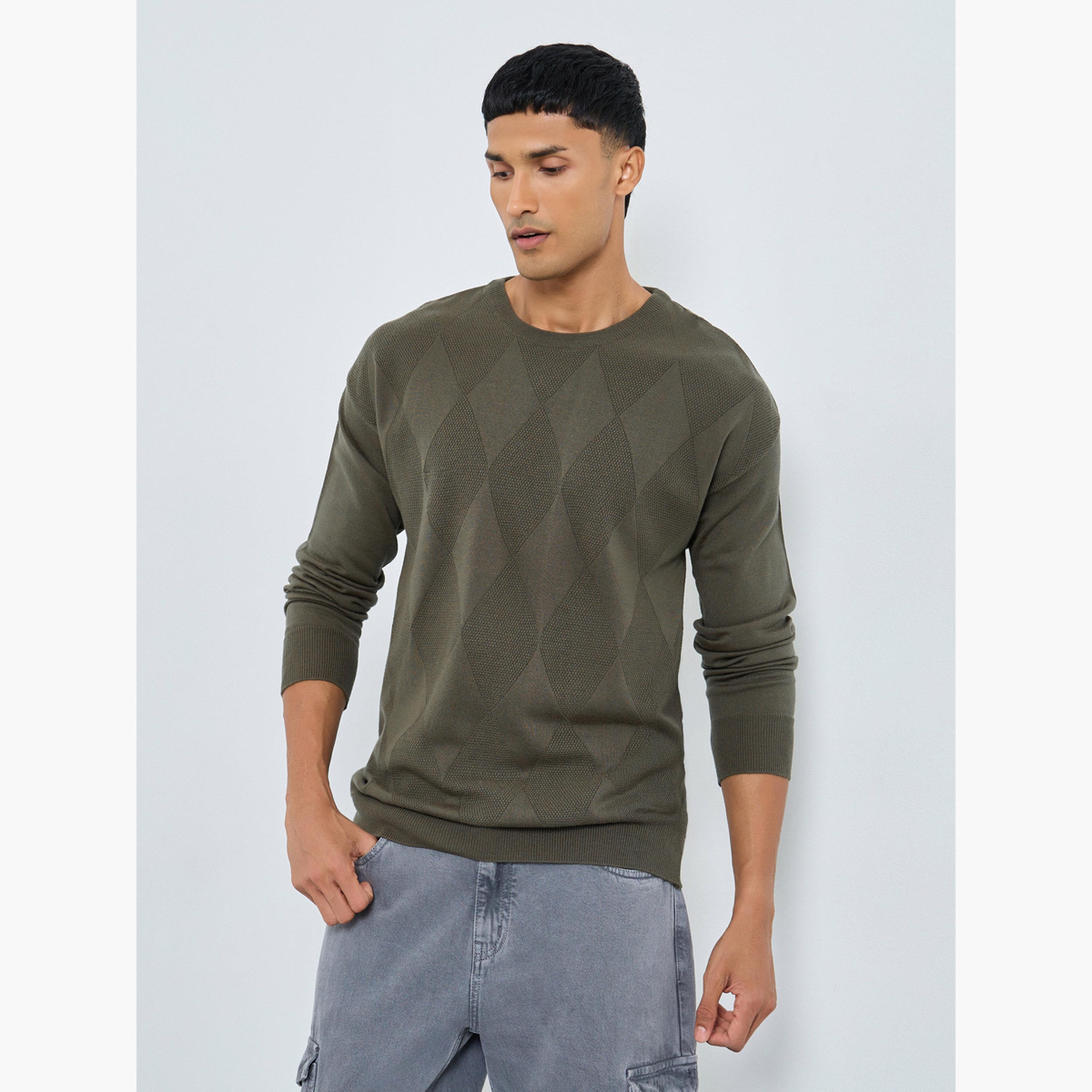 ستايلي - سترة محبوكة لون أخضر زيتوني للرجال -men-clothing-sweatersandpullovers-image-1