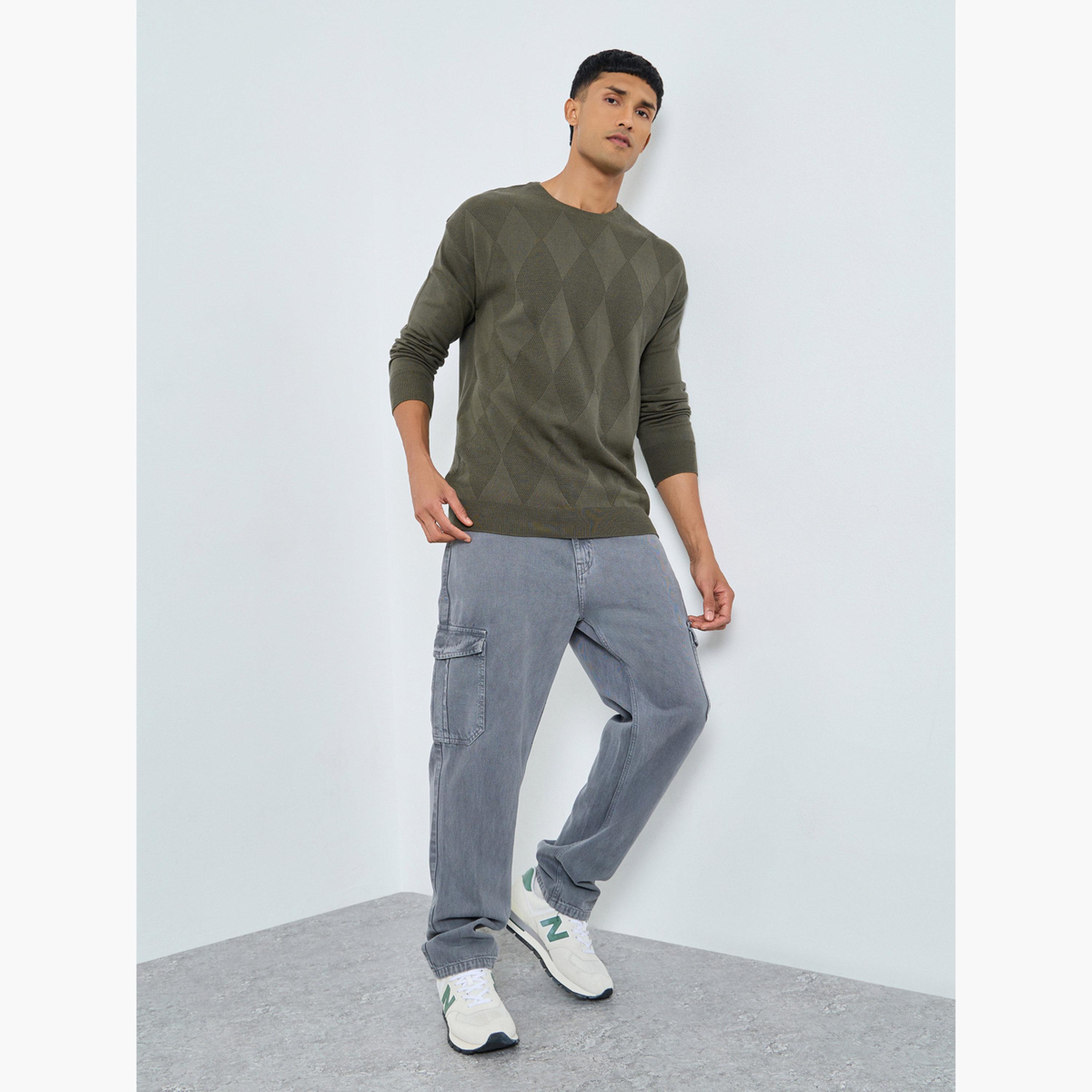 ستايلي - سترة محبوكة لون أخضر زيتوني للرجال -men-clothing-sweatersandpullovers-image-2