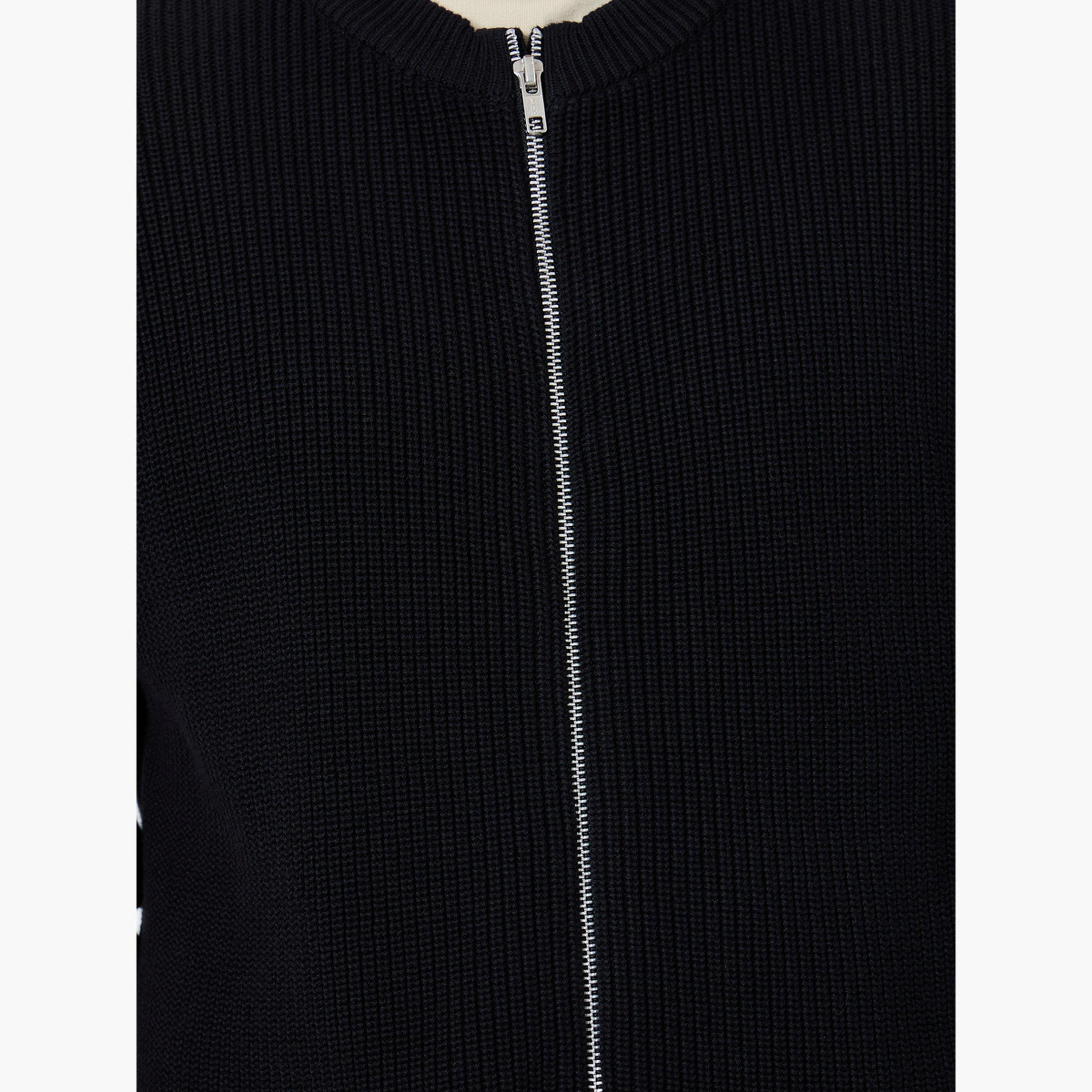 Styli Men Black Knit Cardigan with Front Zip-men-clothing-sweatersandpullovers-image-5