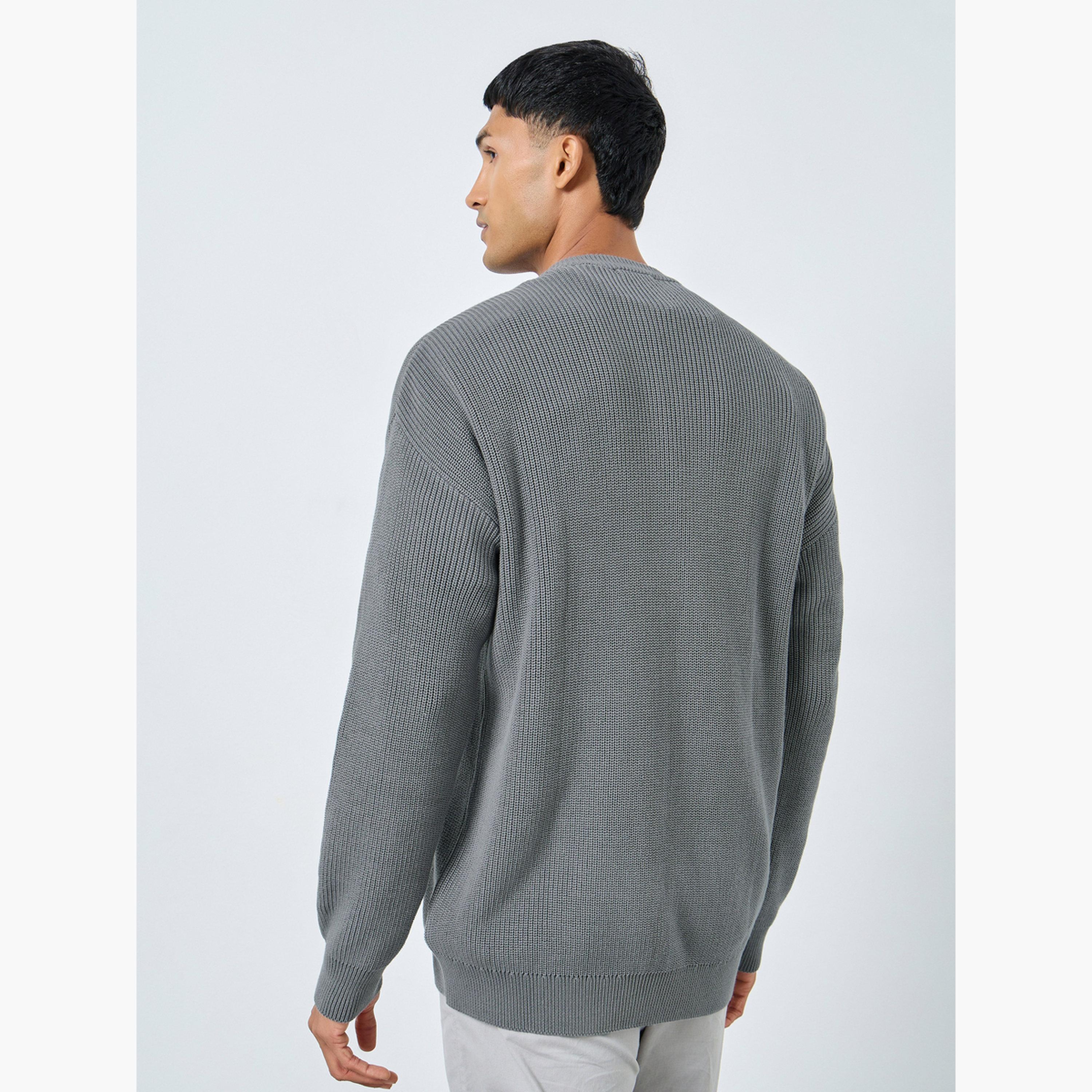 Styli Men Grey Knitted Cardigan-men-clothing-sweatersandpullovers-image-4