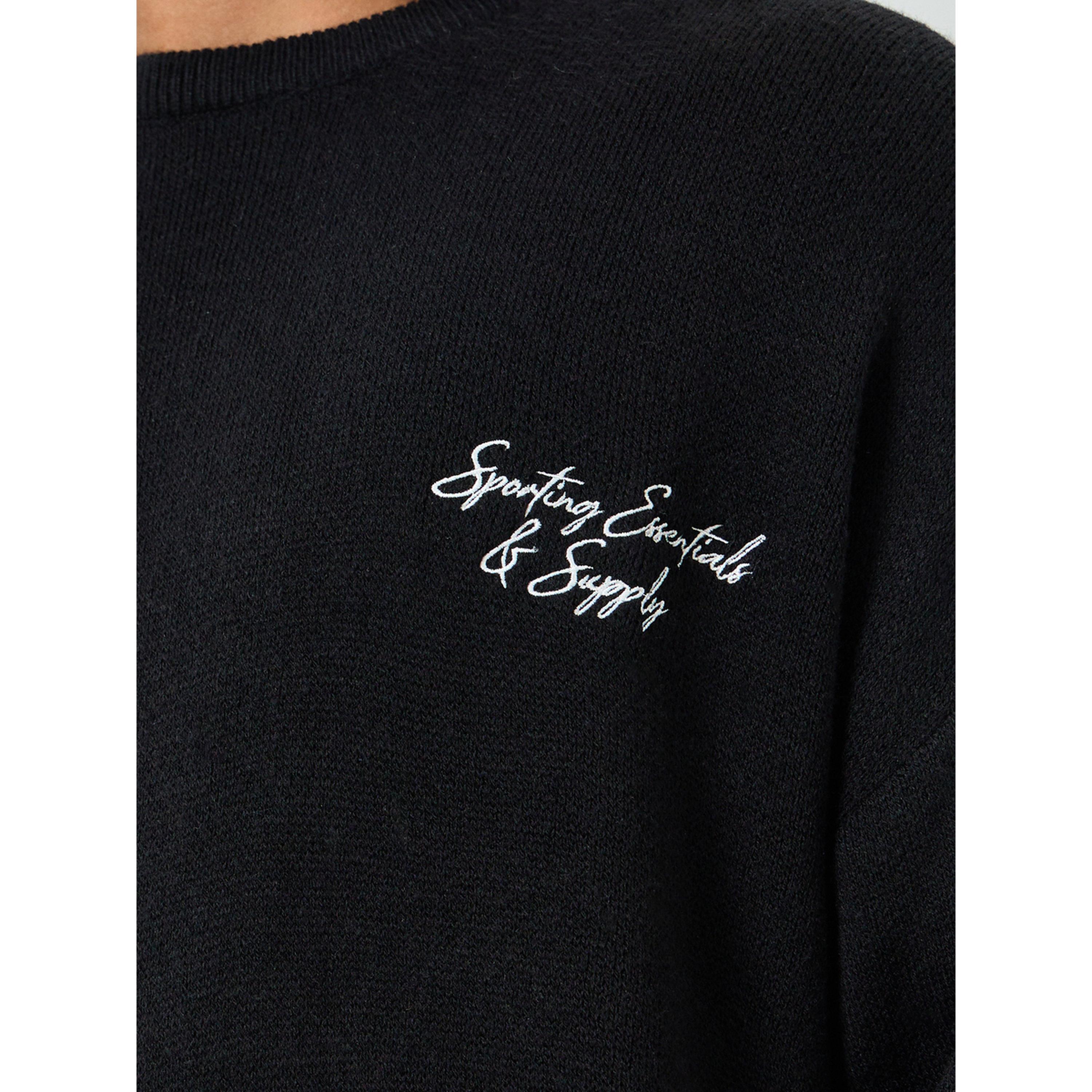 Styli Men Black Embroidered Relaxed Sweater-men-clothing-sweatersandpullovers-image-4