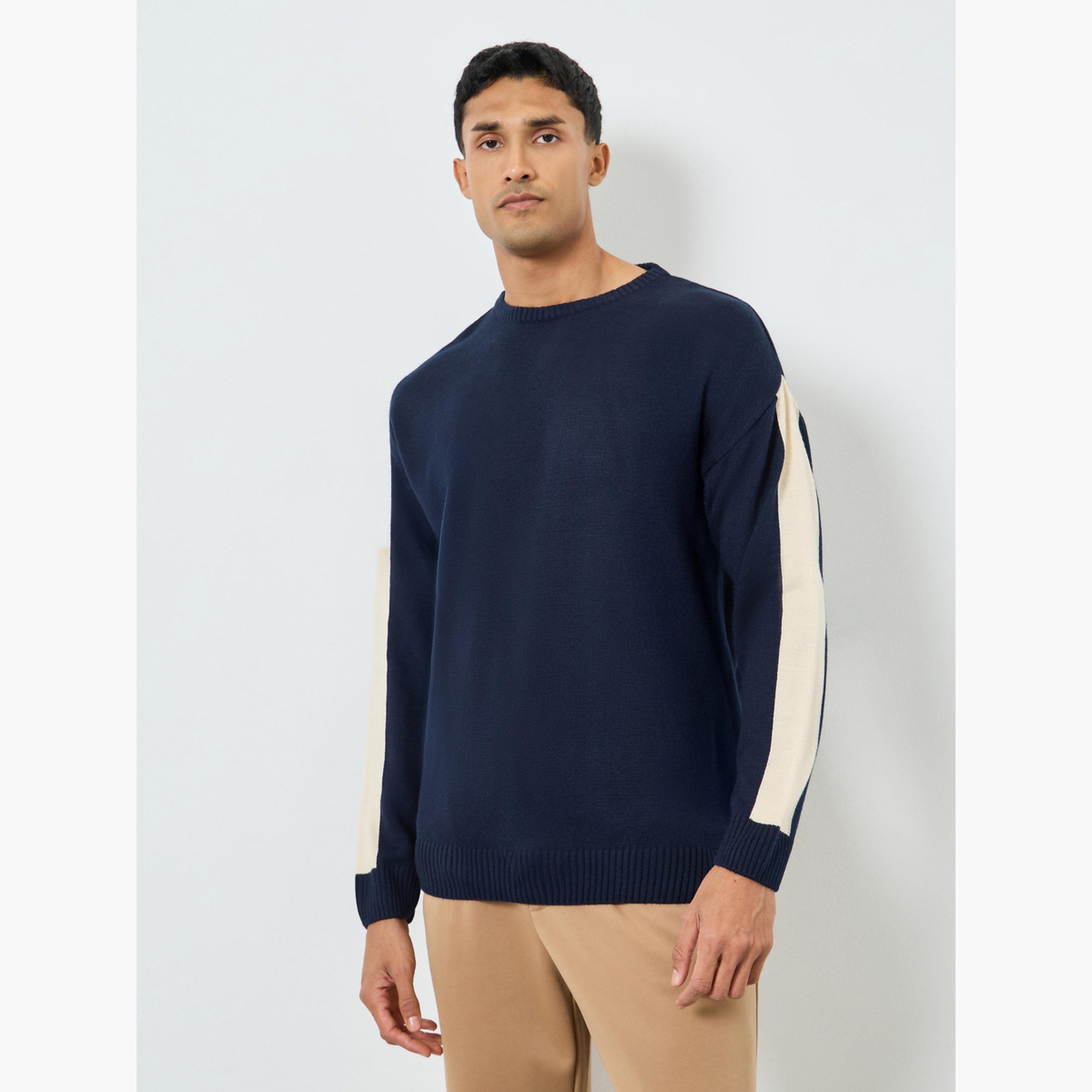 سويتر بأكمام كتل ألوان وقصة واسعة-men-clothing-sweatersandpullovers-image-1