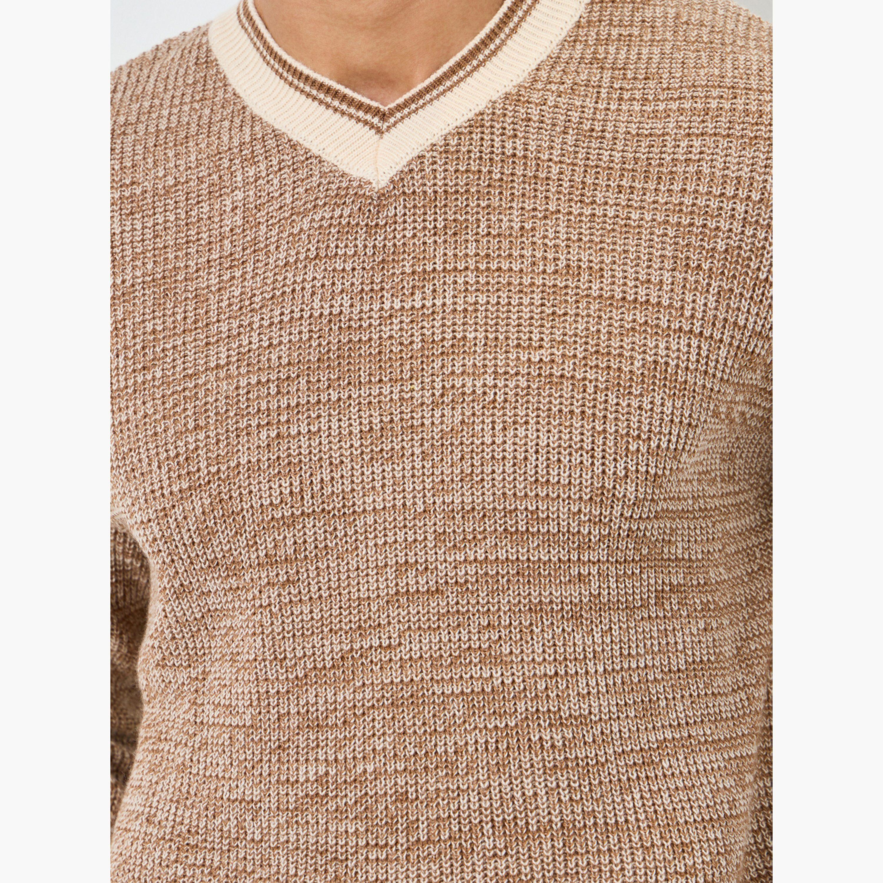 Styli Men Cream Knit Relaxed Fit Sweater-men-clothing-sweatersandpullovers-image-5