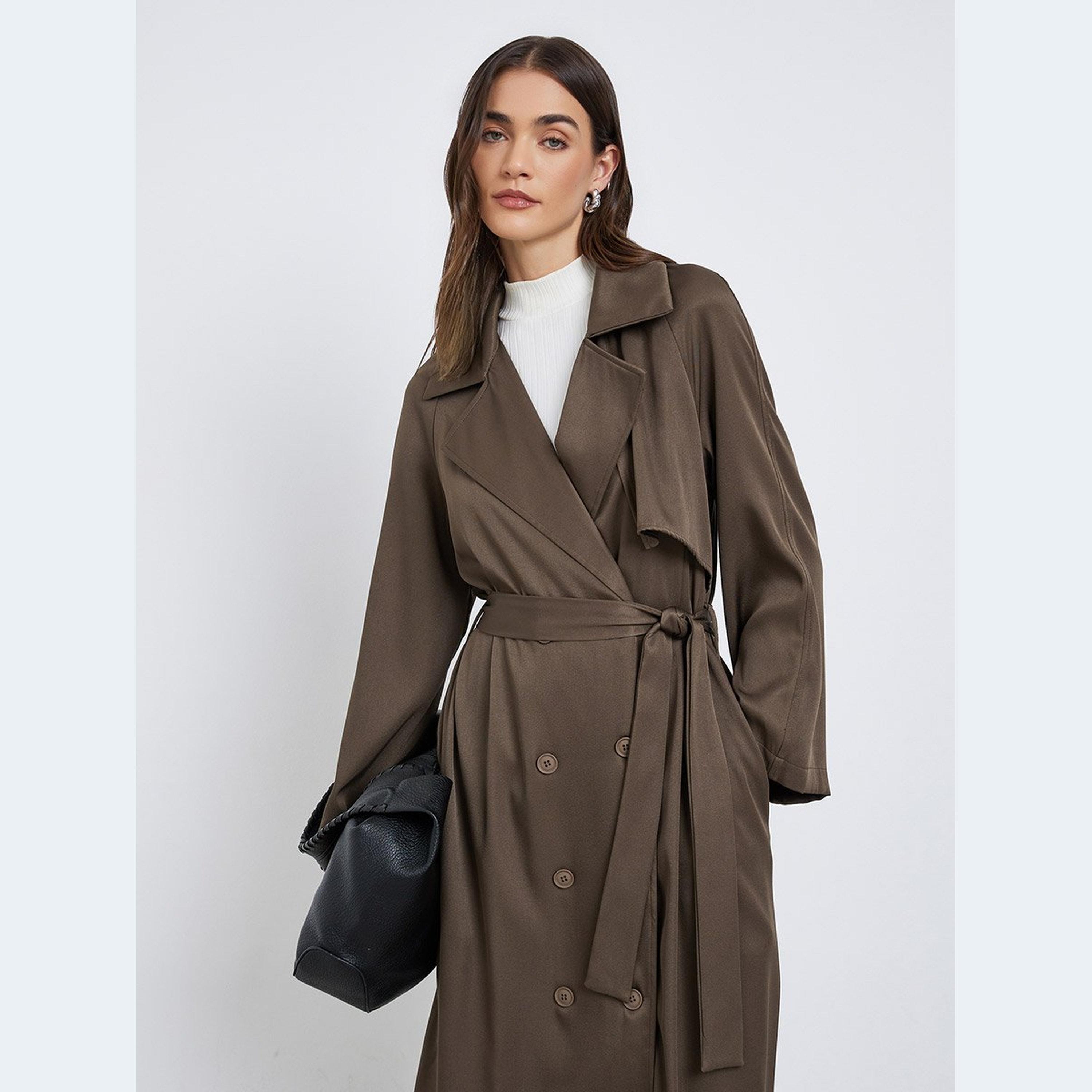 Styli Brown Regular Fit Midi Trench Coat-women-clothing-coatsandjackets-coats-image-2