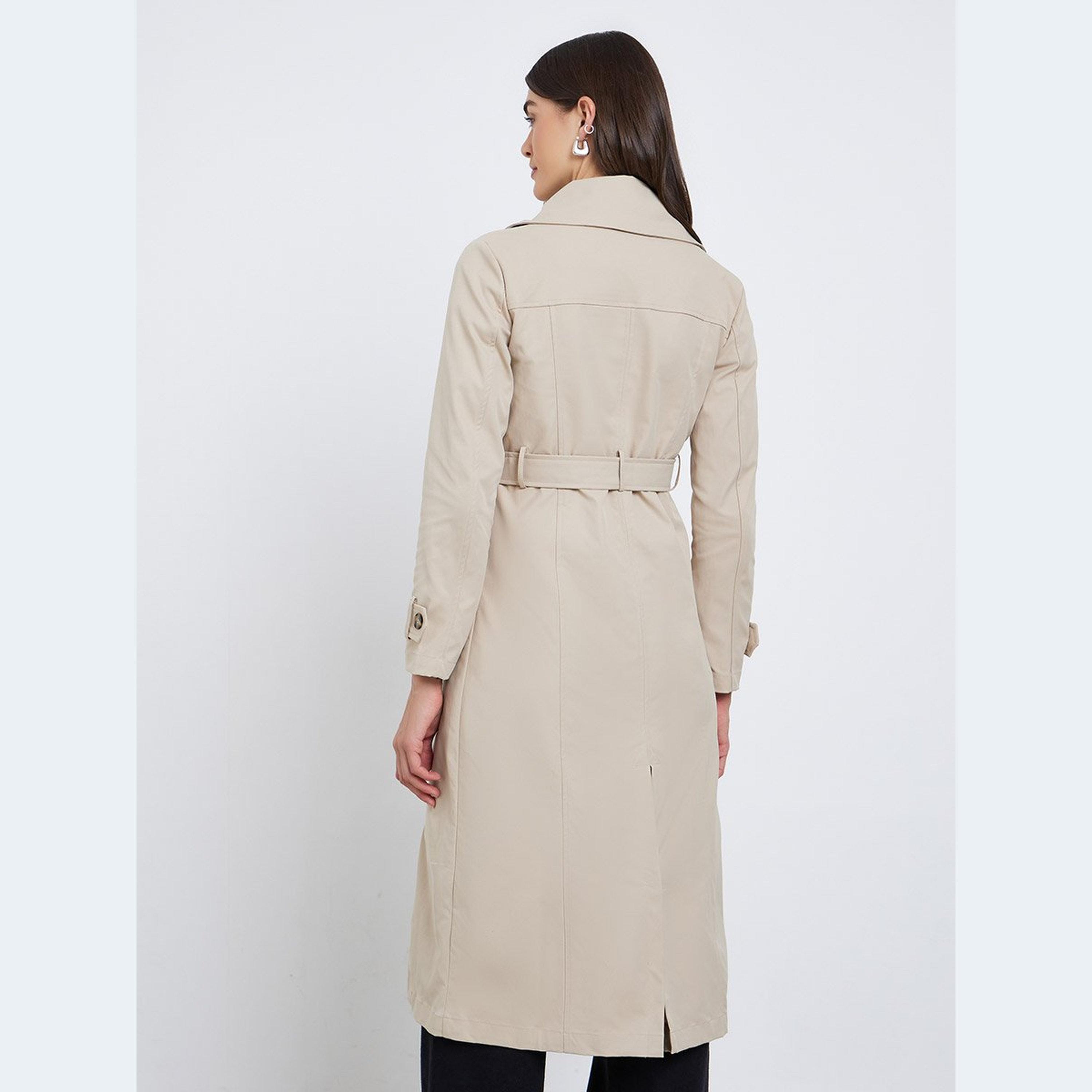Styli Women Beige Midi Trench Coat-women-clothing-coatsandjackets-coats-image-4