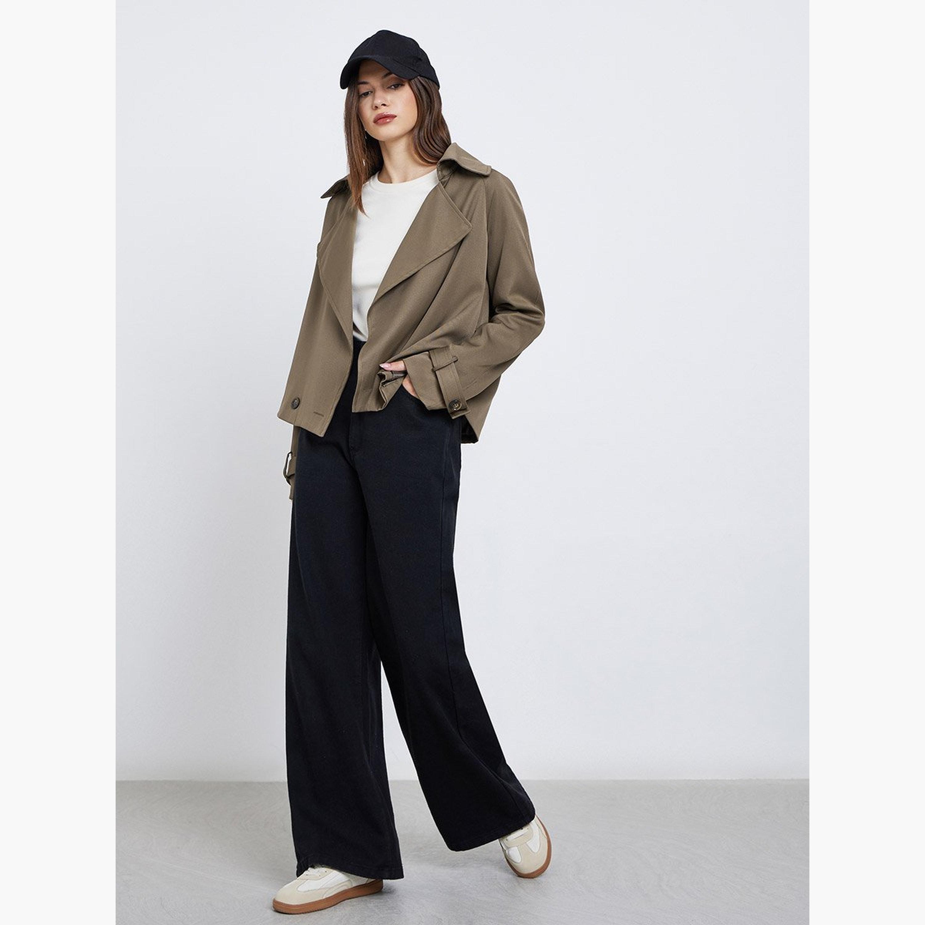 Styli Women Brown Boxy Fit Trench Jacket-women-winterwear-coatsandjackets-jackets-image-2