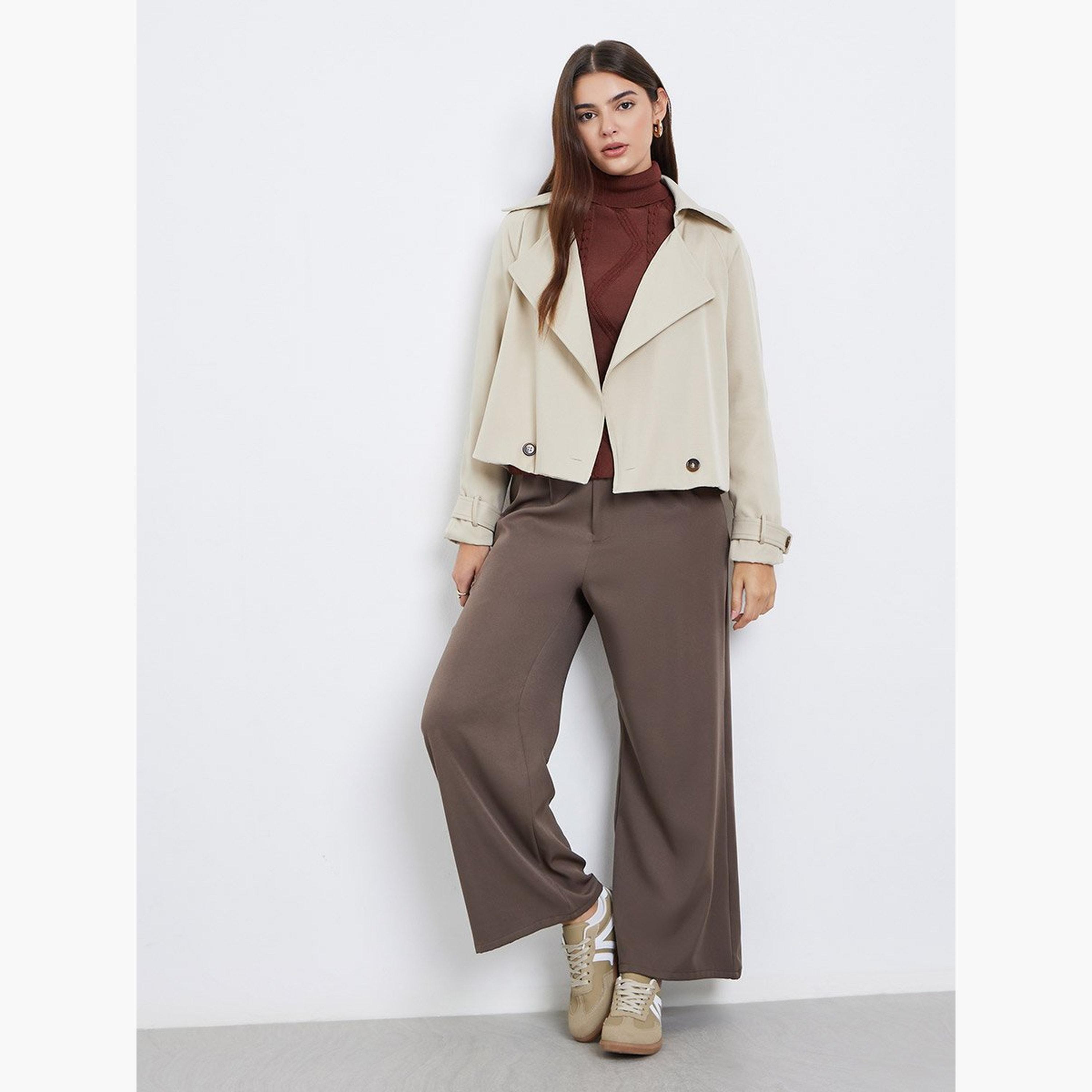 Styli Women Cream Boxy Fit Trench Jacket-women-winterwear-coatsandjackets-jackets-image-2