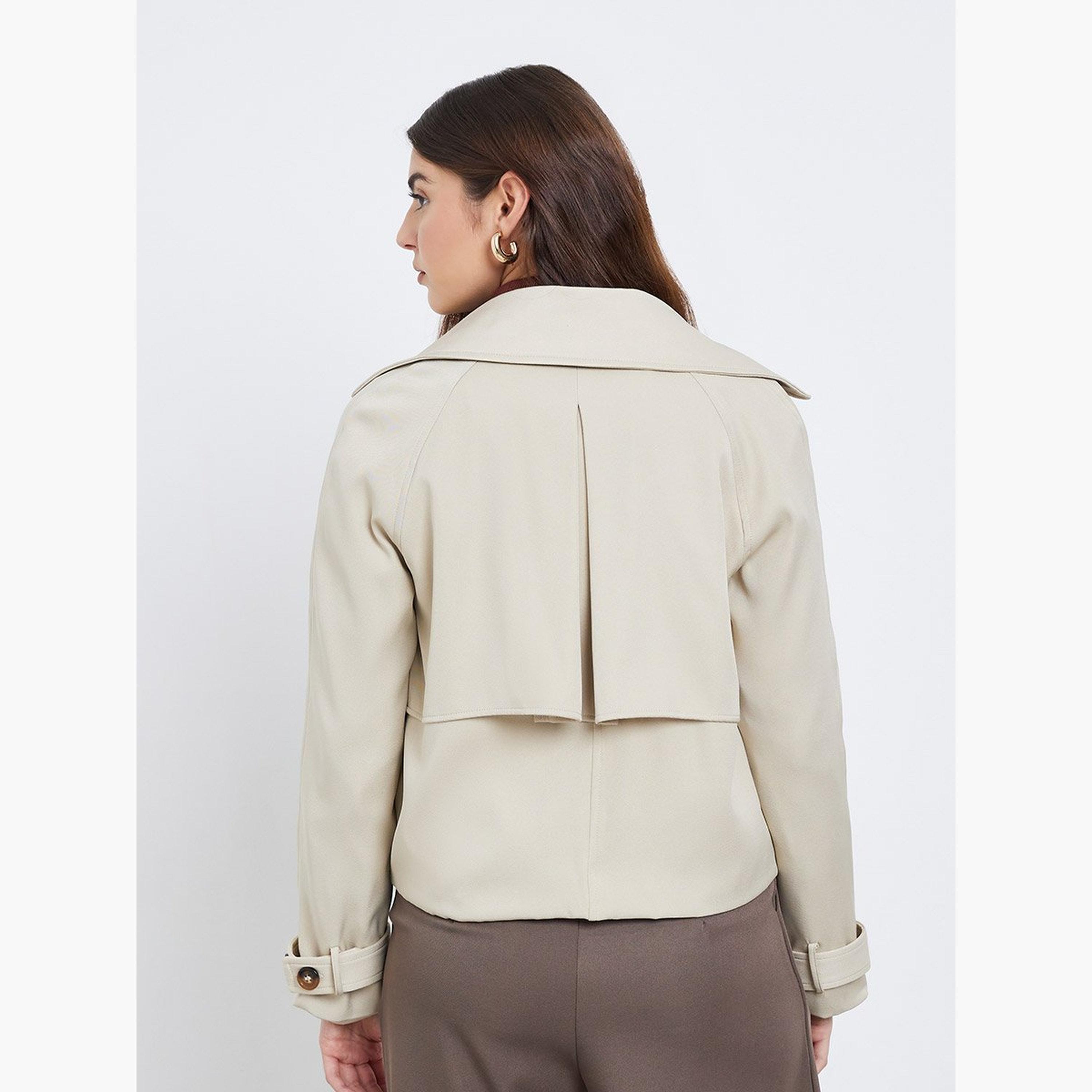 Styli Women Cream Boxy Fit Trench Jacket-women-winterwear-coatsandjackets-jackets-image-5