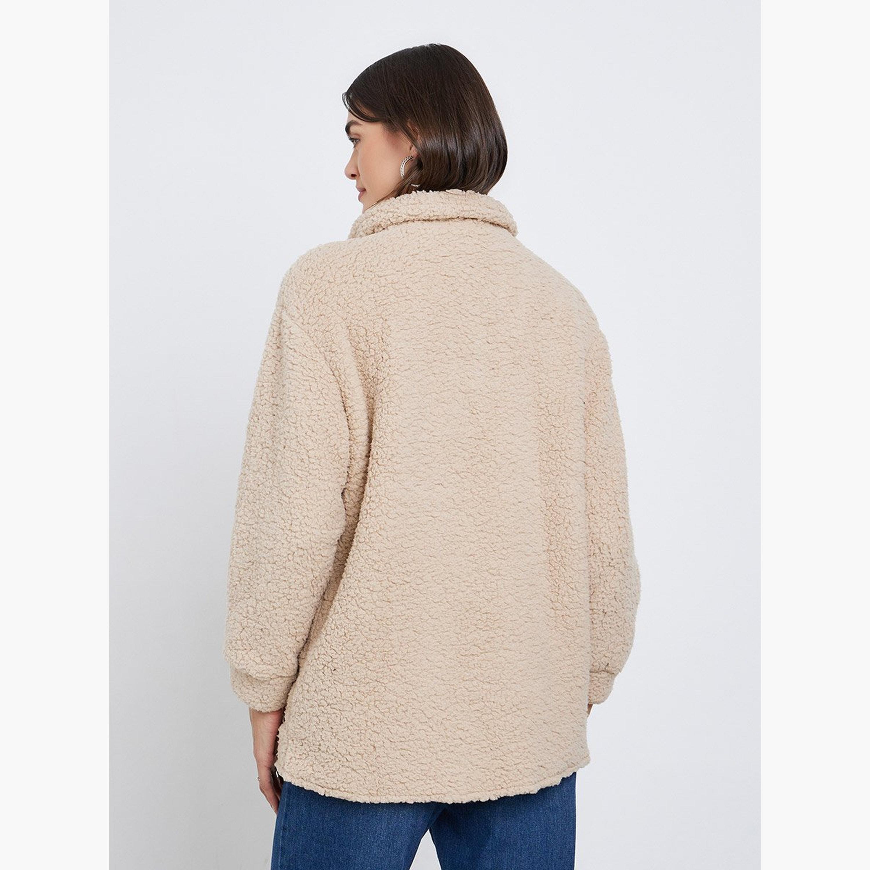 Styli Cream Faux Fur Quilted Jacket-women-winterwear-coatsandjackets-jackets-image-5