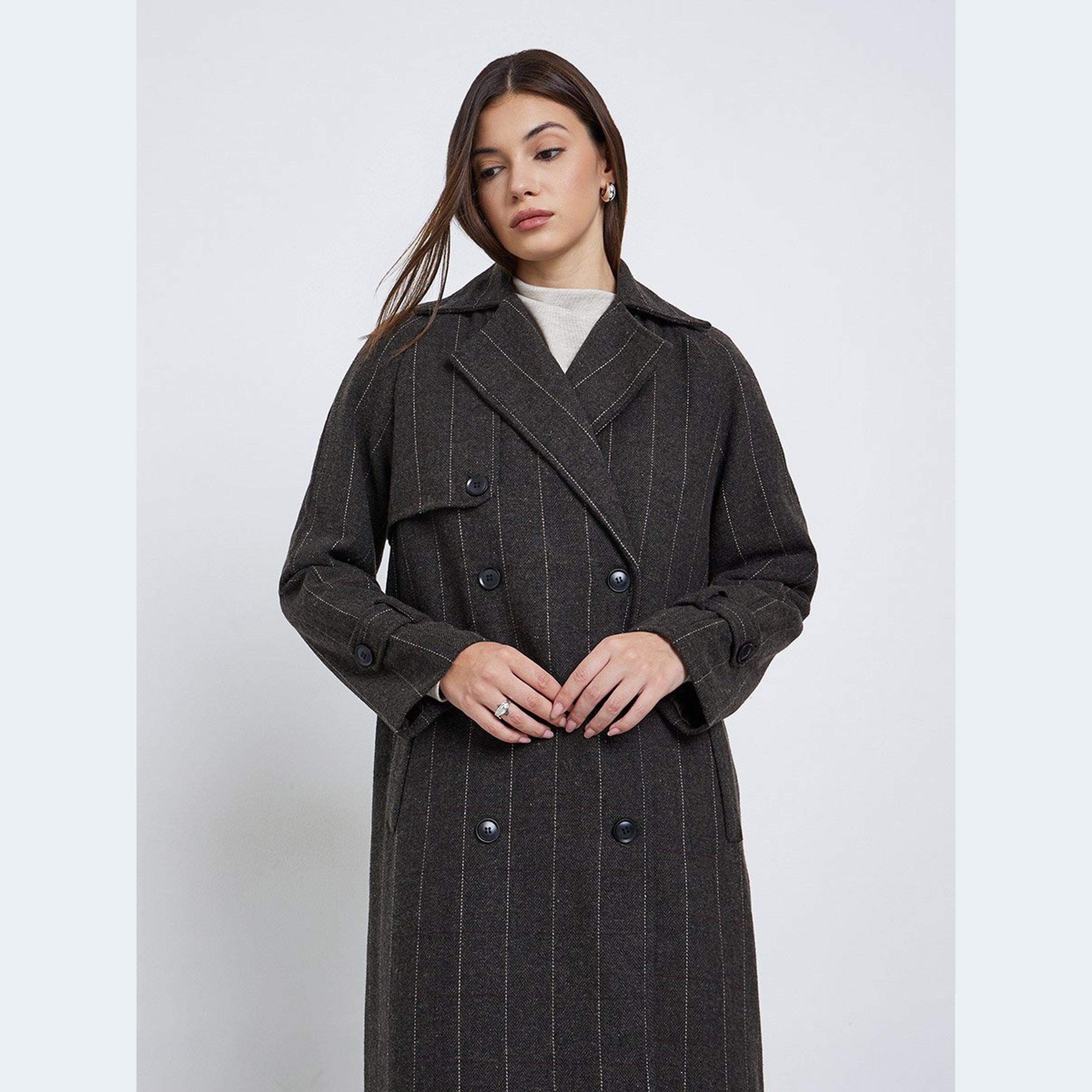 Styli Pinstripe Regular Fit Buttoned Midi Coat-women-clothing-coatsandjackets-coats-image-2