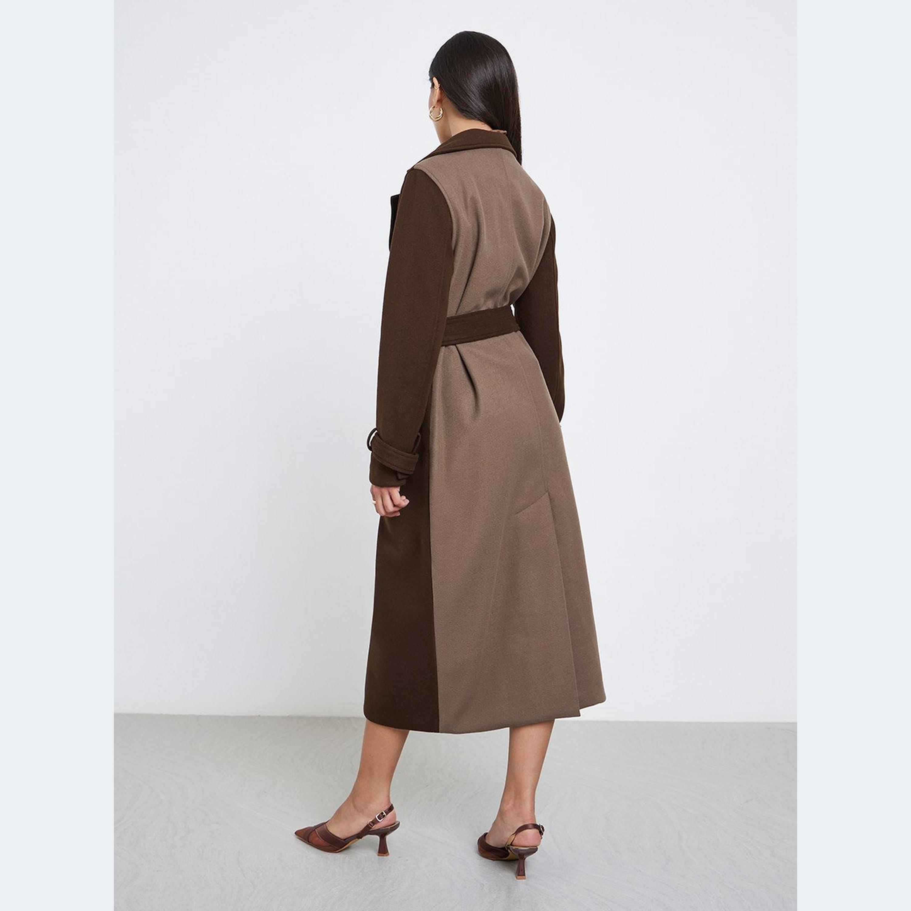 Styli Contrast Back Panel Wool Like Belted Coat-women-clothing-coatsandjackets-coats-image-4