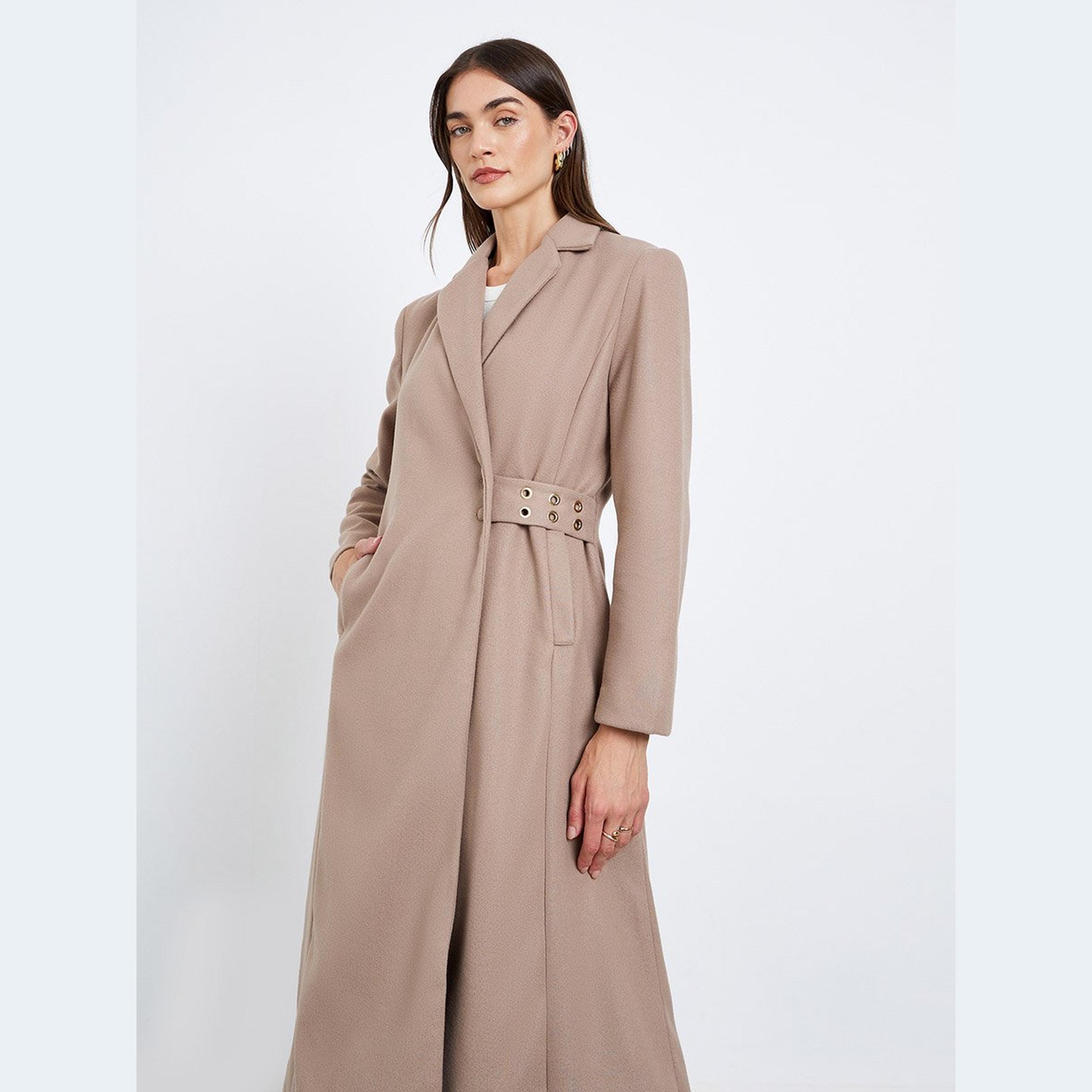 ستايلي - معطف صوف بيج بقصّة عادية مع حزام-women-clothing-coatsandjackets-coats-image-2