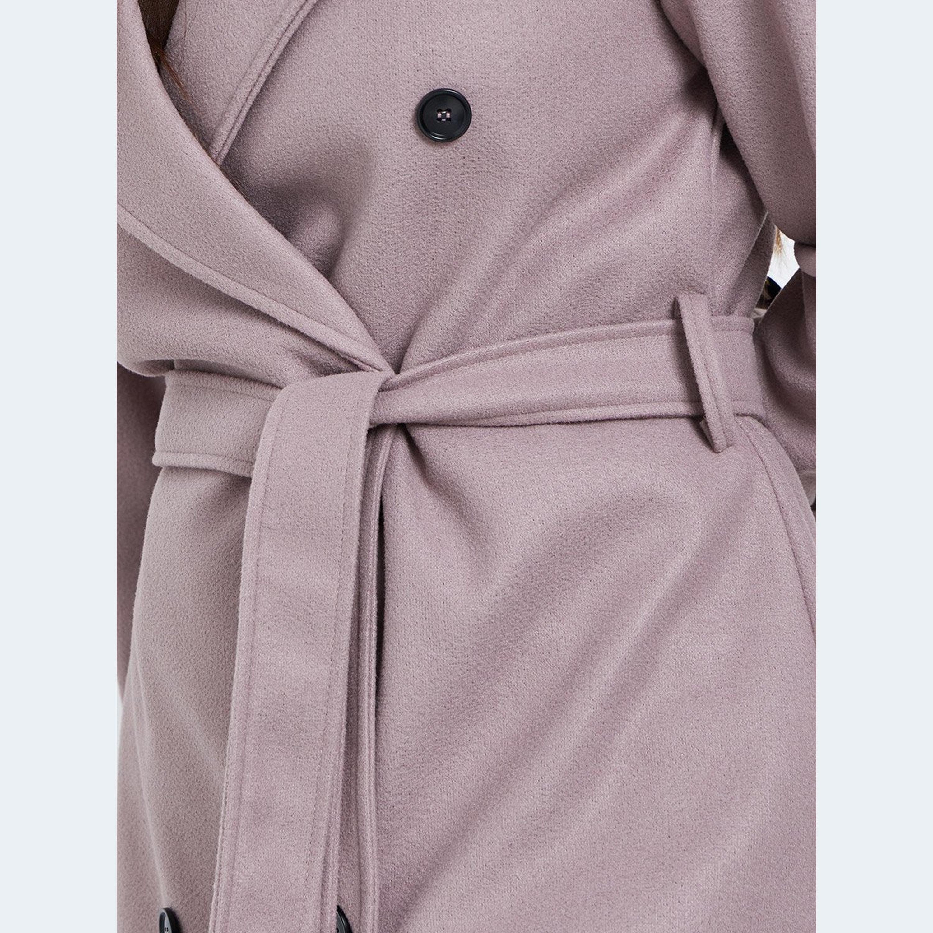 Styli Brown Regular Fit Wool Like Belted Coat-women-clothing-coatsandjackets-coats-image-3