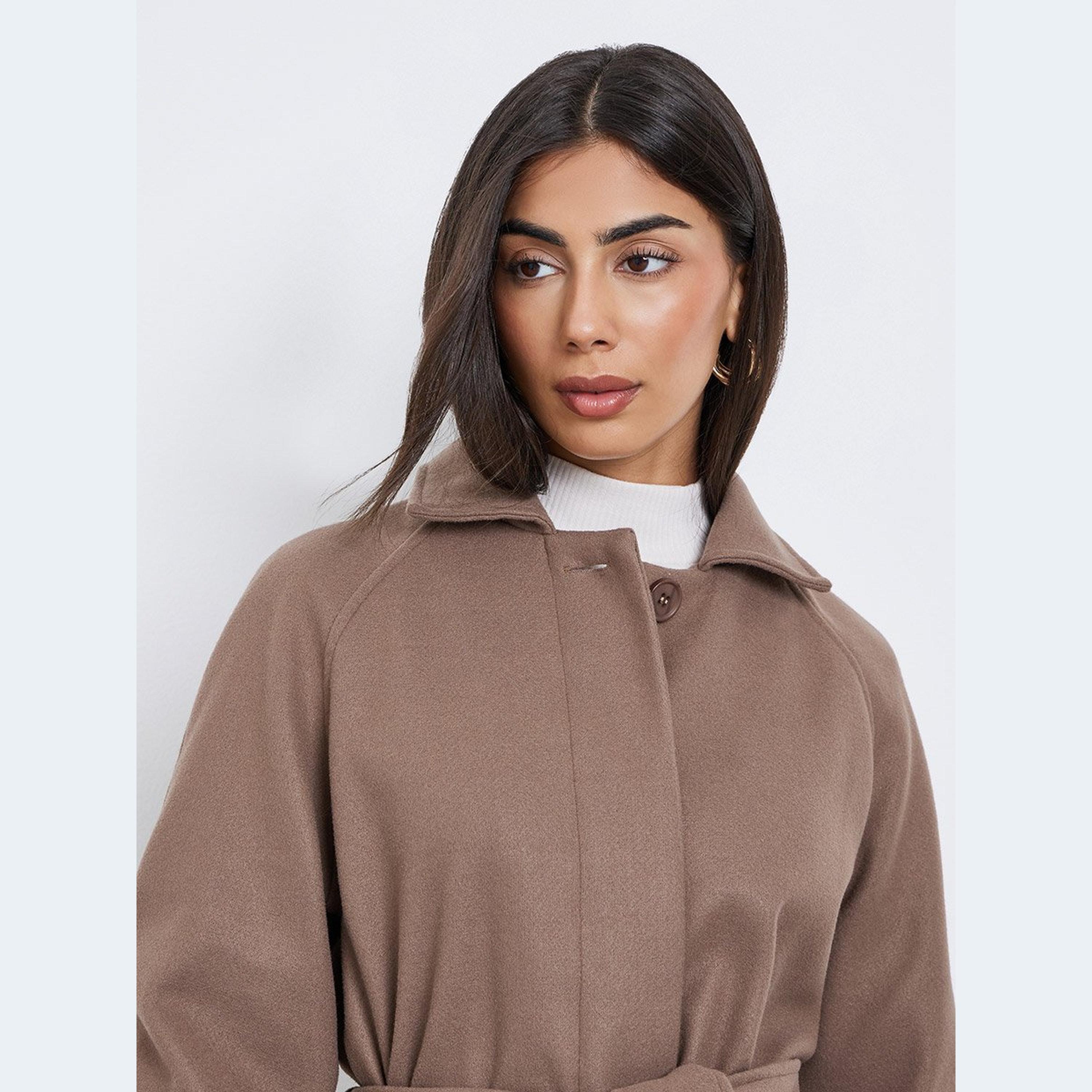Styli Brown Wool Look Belted Midi Coat-women-clothing-coatsandjackets-coats-image-3