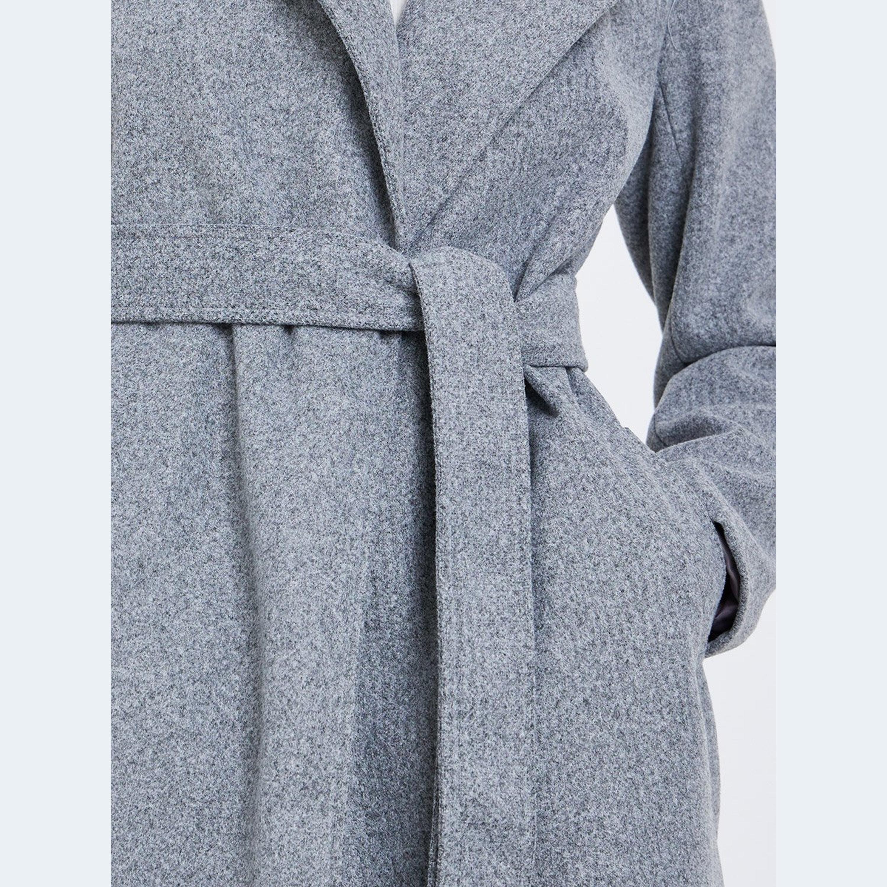 Styli Women Grey Regular Fit Midi Coat-women-clothing-coatsandjackets-coats-image-4