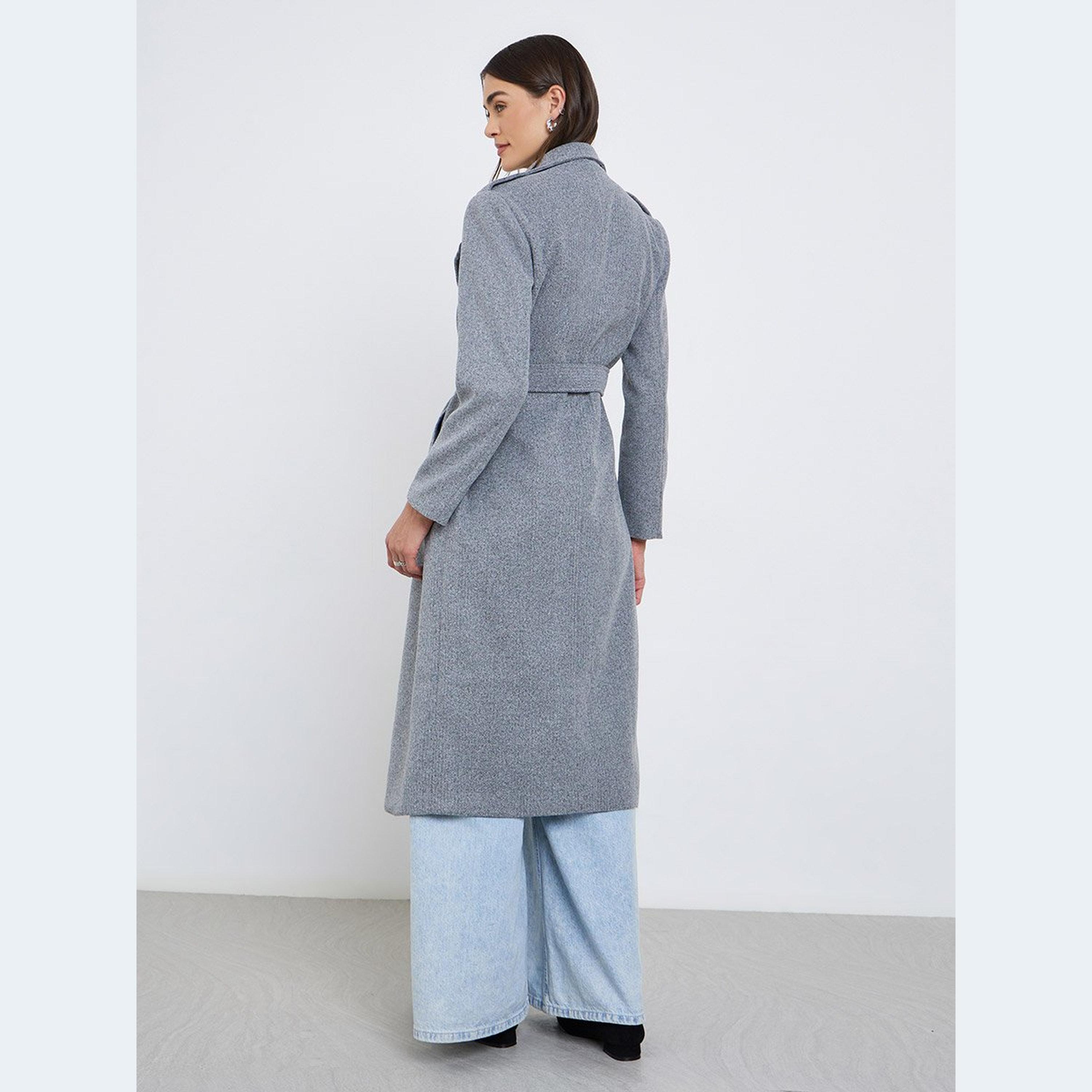 ستايلي - معطف للنساء رمادي متوسط ​​الطول بقصّة عادية-women-clothing-coatsandjackets-coats-image-5