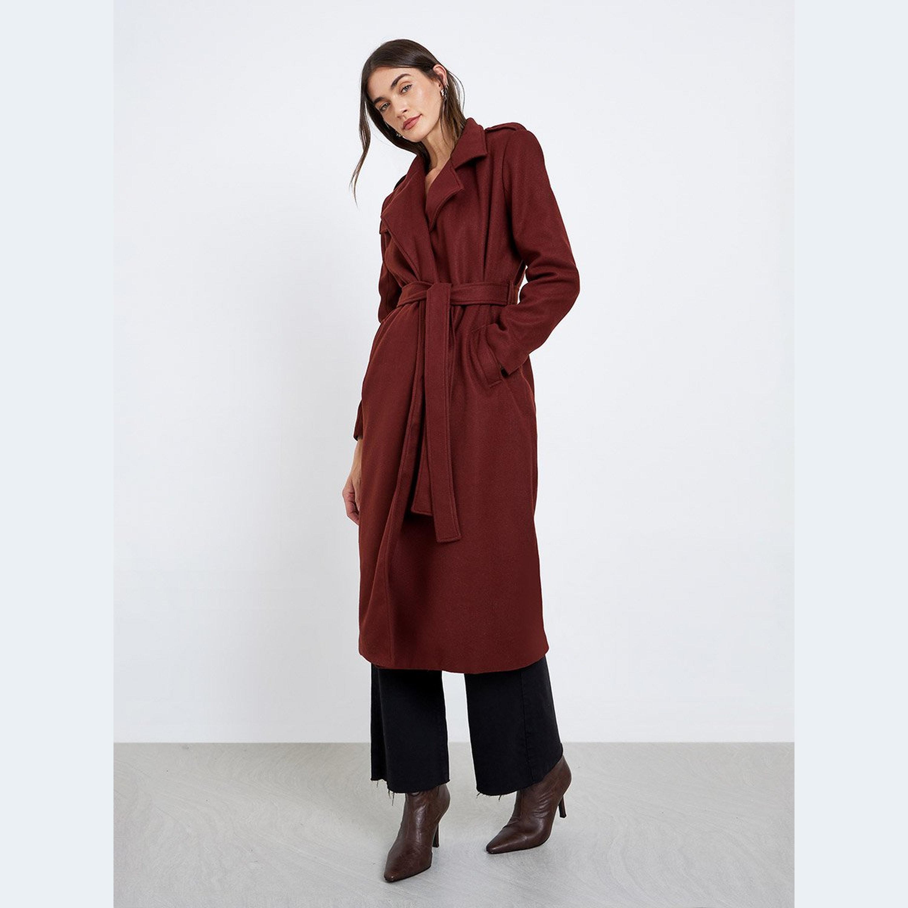 Styli Regular Fit Belted Trench Wool Coat-women-clothing-coatsandjackets-coats-image-2