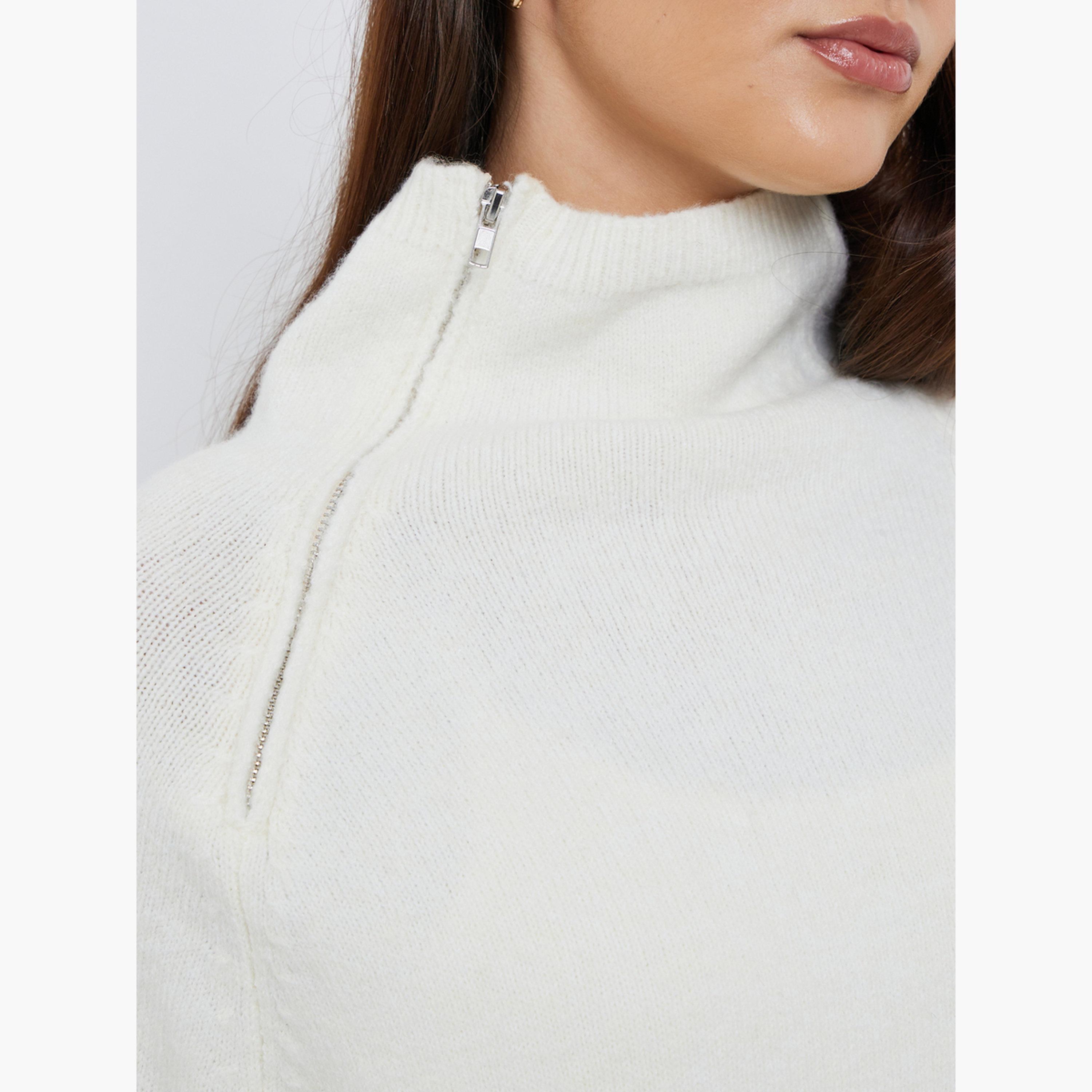 Styli Women Off White Regular Fit Sweater with Zip Detail-women-clothing-cardigansandjumpers-jumpers-image-5