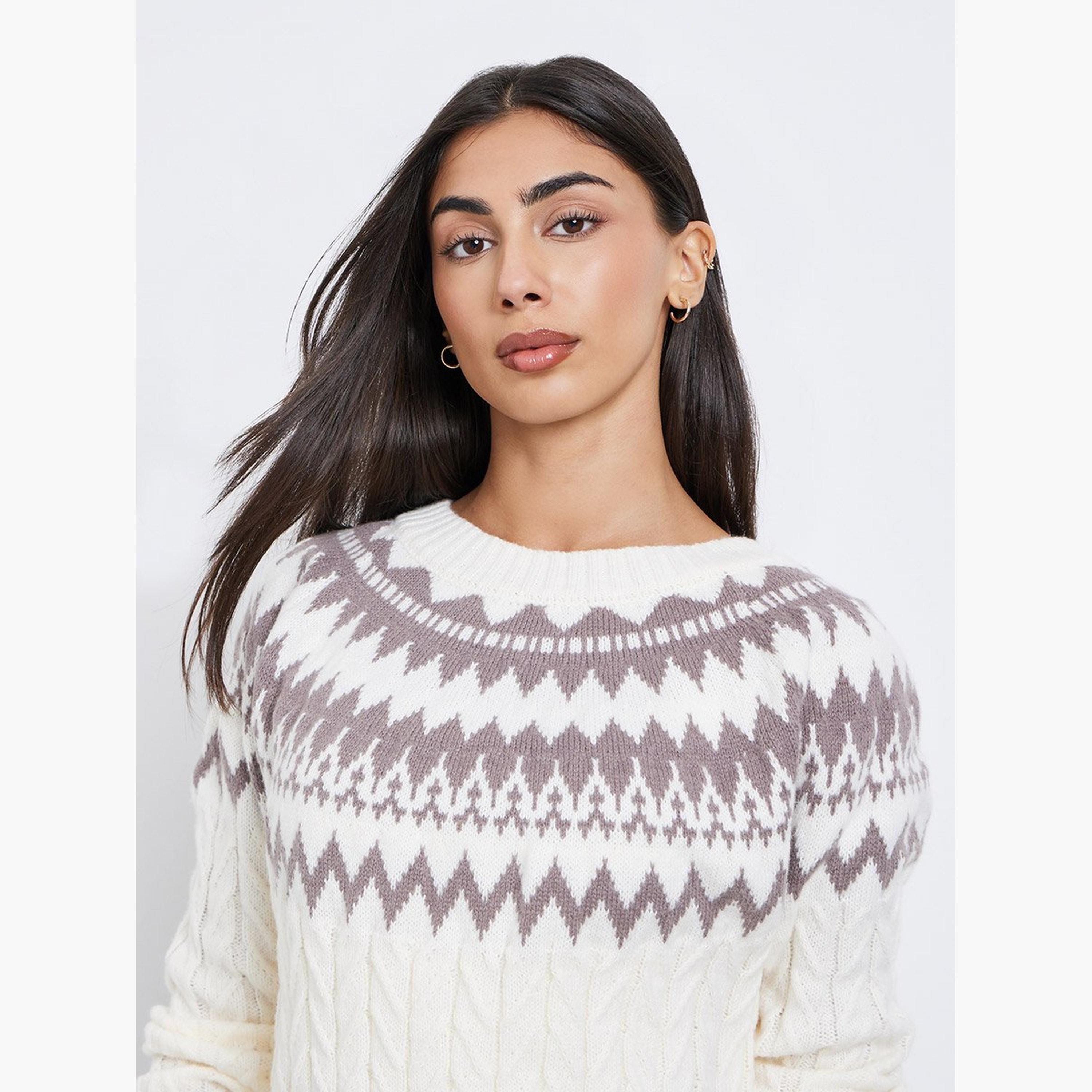 ستايلي - سترة محبوكة بقصّة عادية لون أبيض العاجي-women-winterwear-cardigansandjumpers-jumpers-image-4