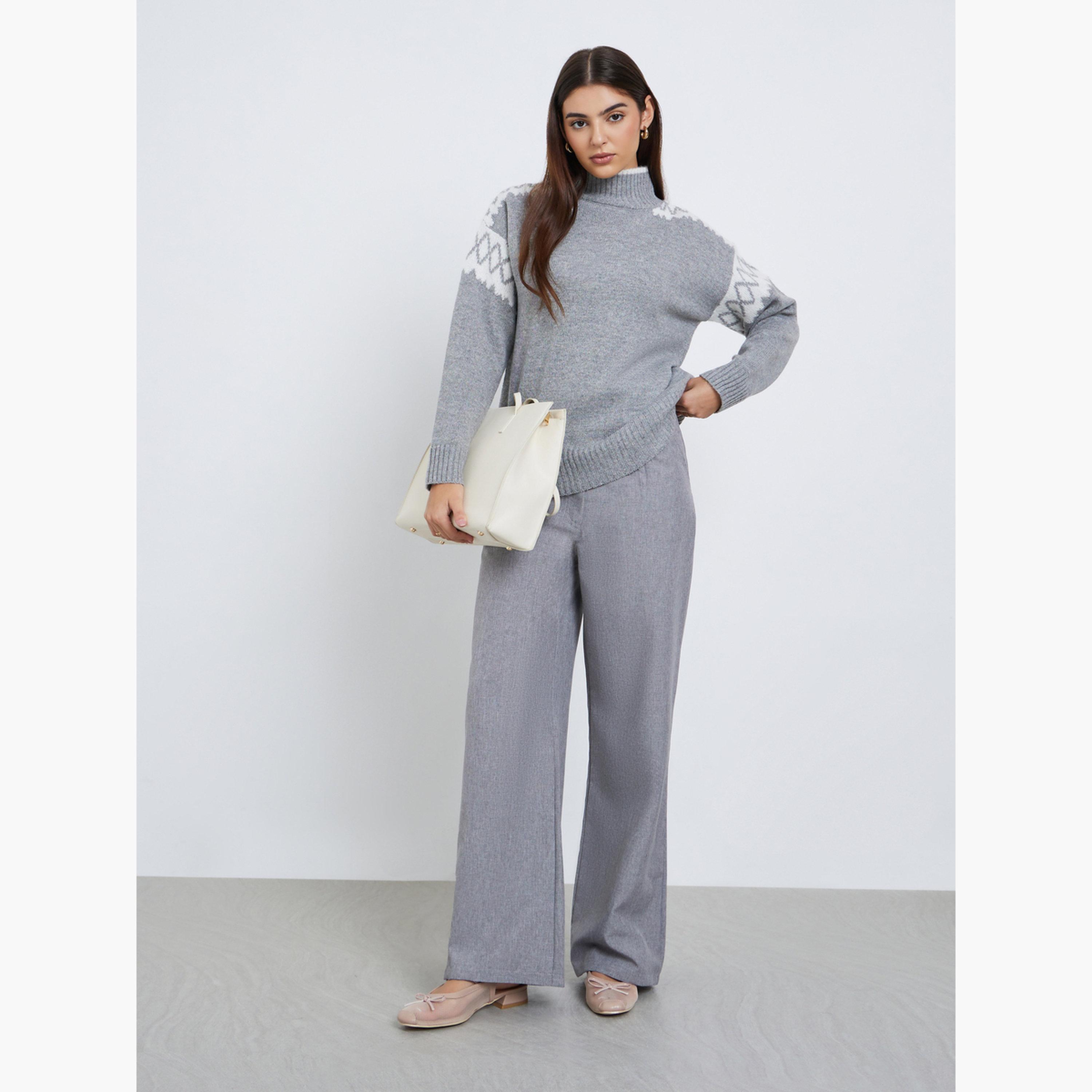 ستايلي - سترة محبوكة رمادية بقصّة عادية-women-clothing-cardigansandjumpers-jumpers-image-2
